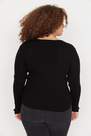 Trendyol - Black Fitted V-Neck Plus Size Sweater
