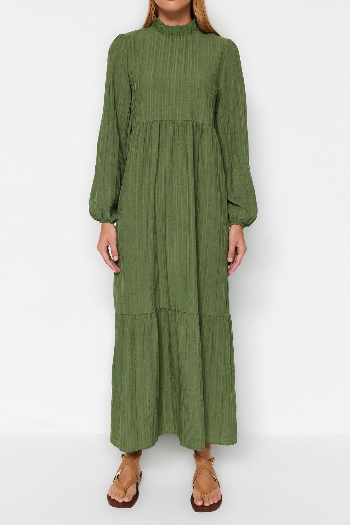 فستان بقصة على شكل حرف A، أخضر, Green, large image number 2