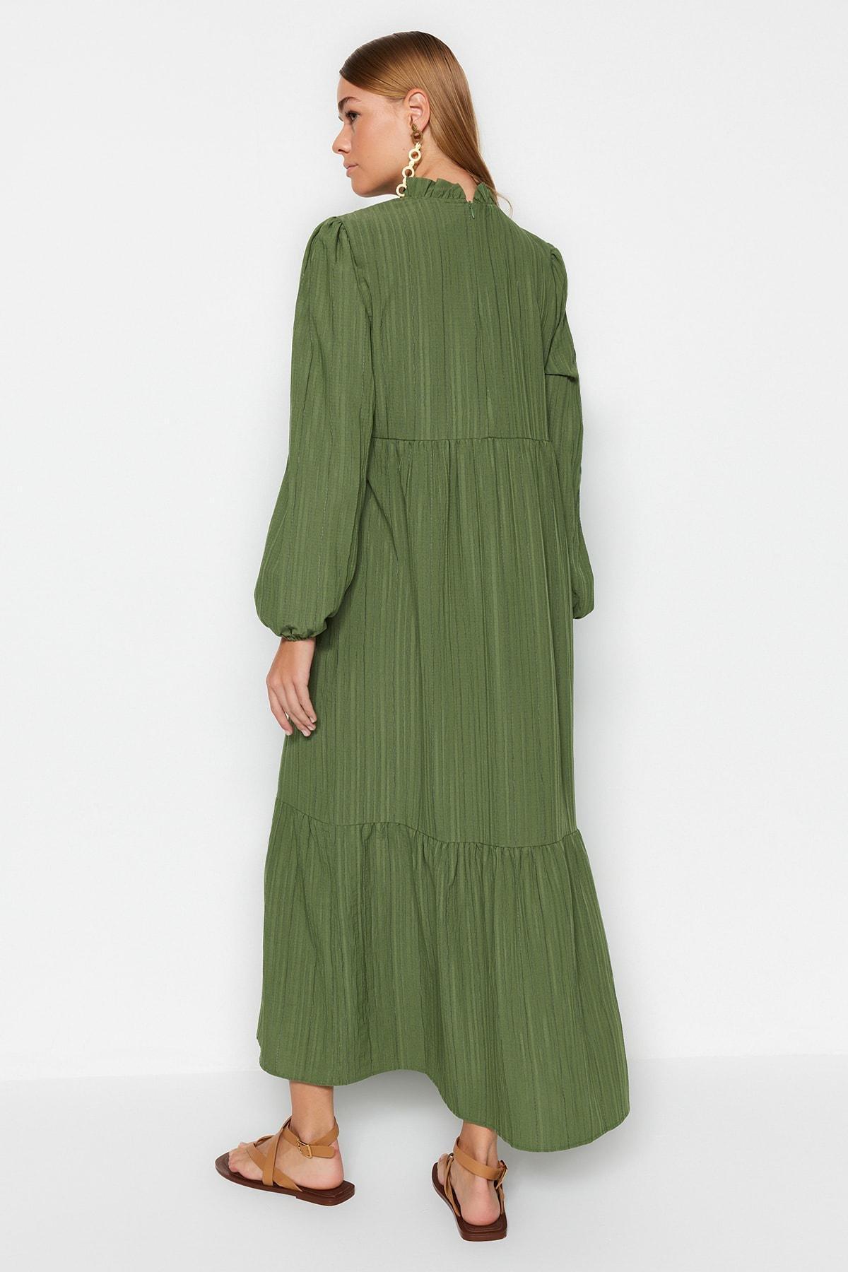 فستان بقصة على شكل حرف A، أخضر, Green, large image number 4