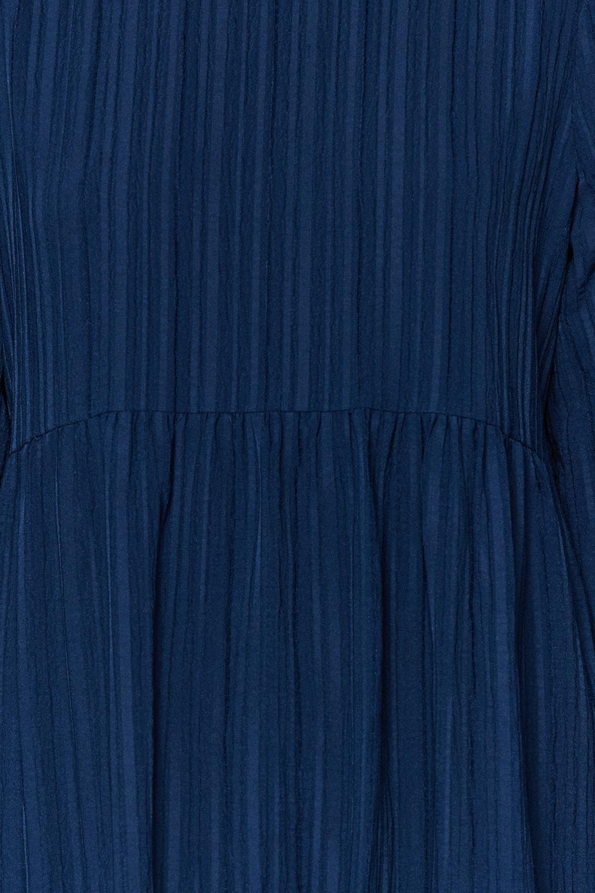 Navy Collared Oversize Woven Dress, , large image number 4