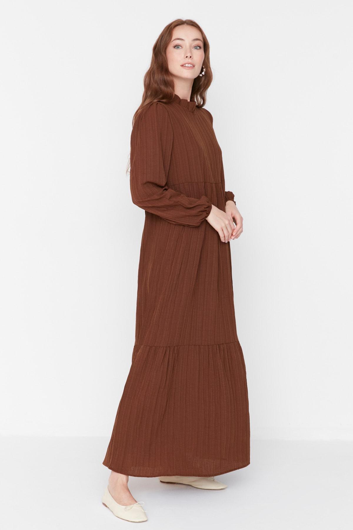Brown Basic Dress, , large image number 0