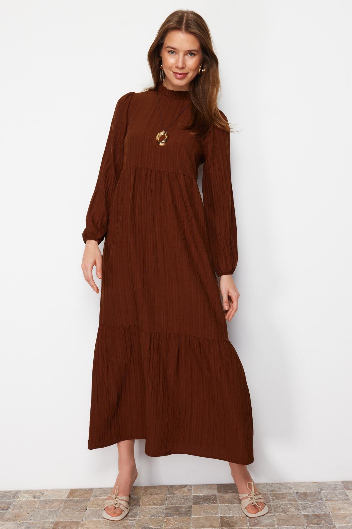 Brown Basic Dress, , large image number 1