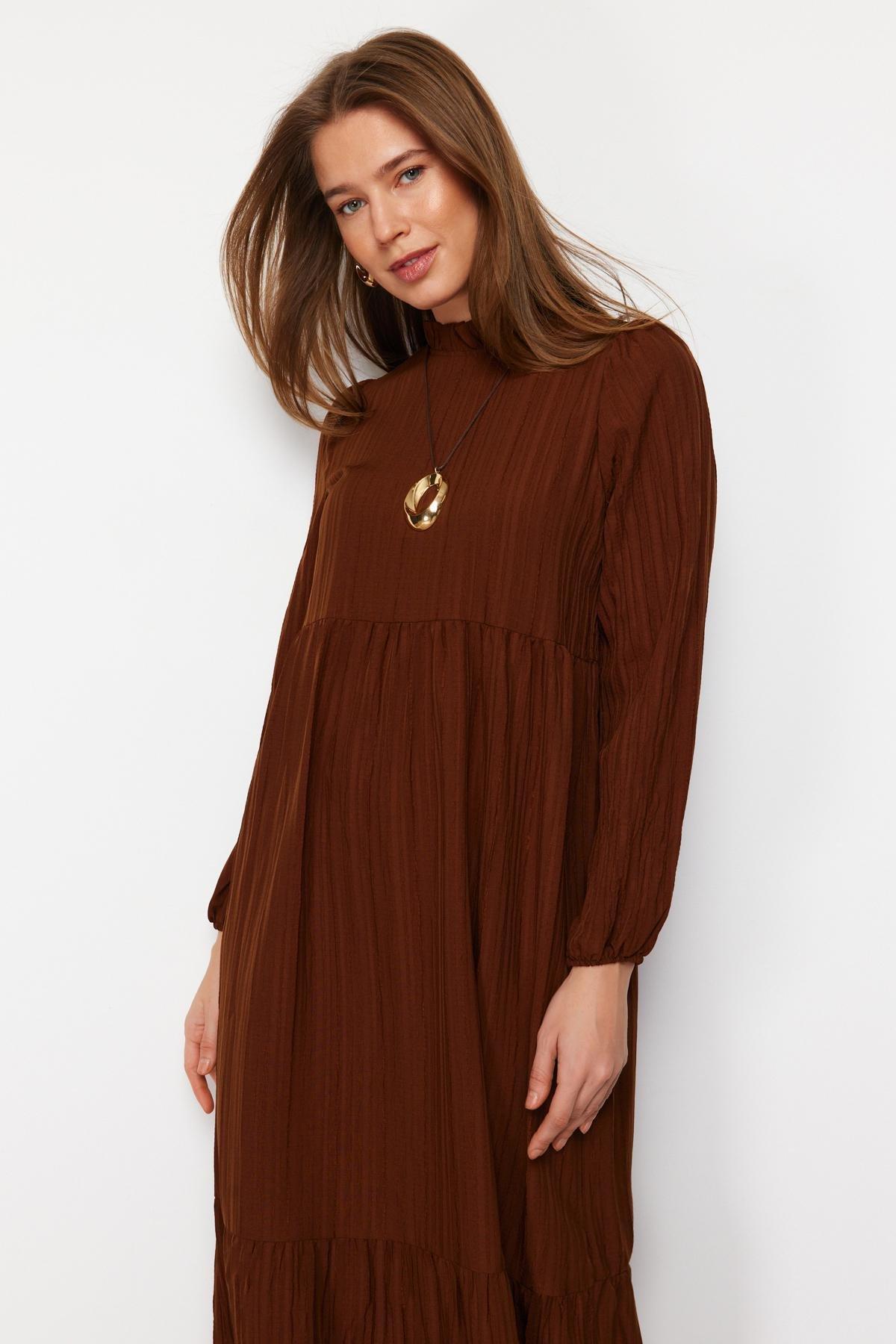 Brown Basic Dress, , large image number 2