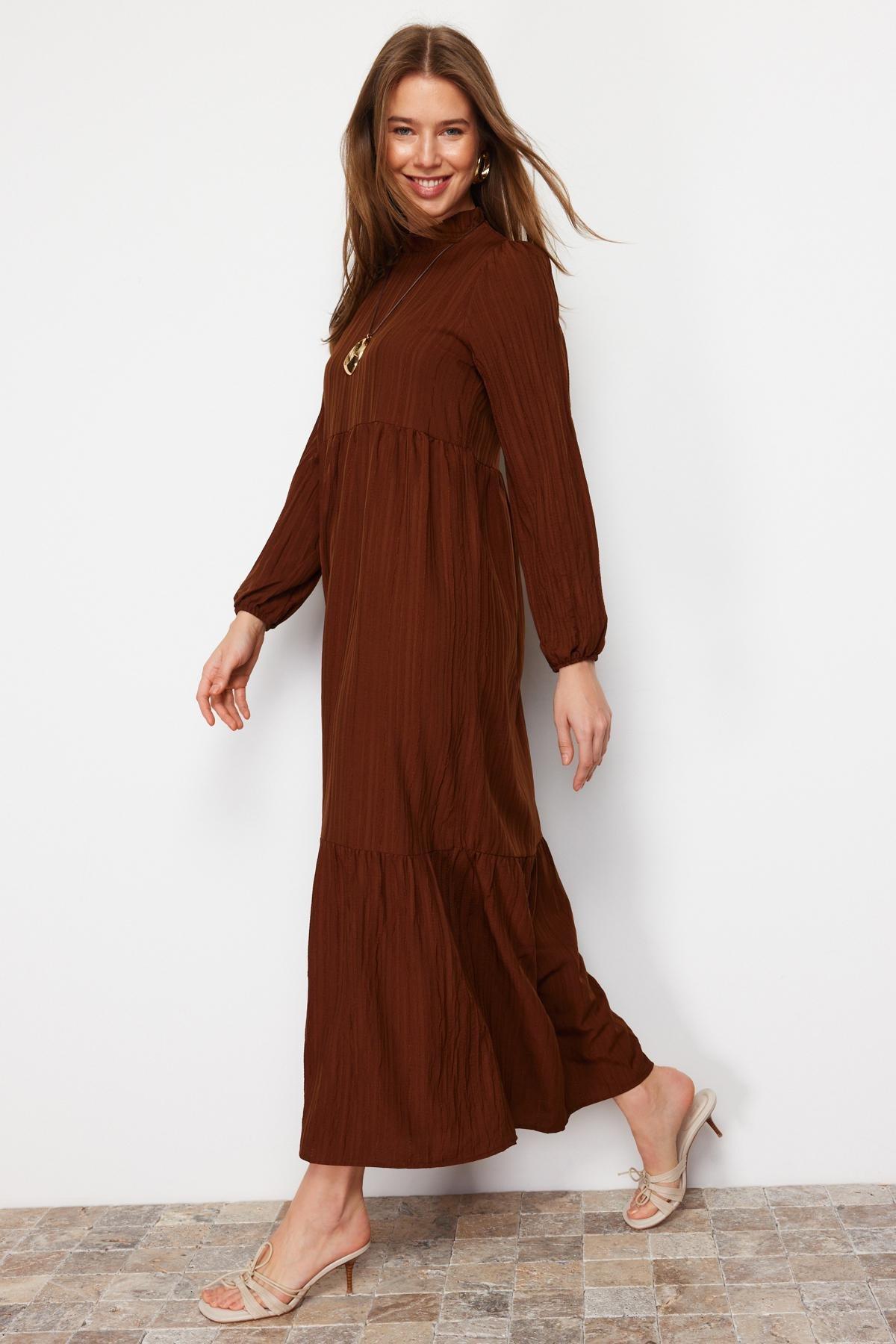 Brown Basic Dress, , large image number 3