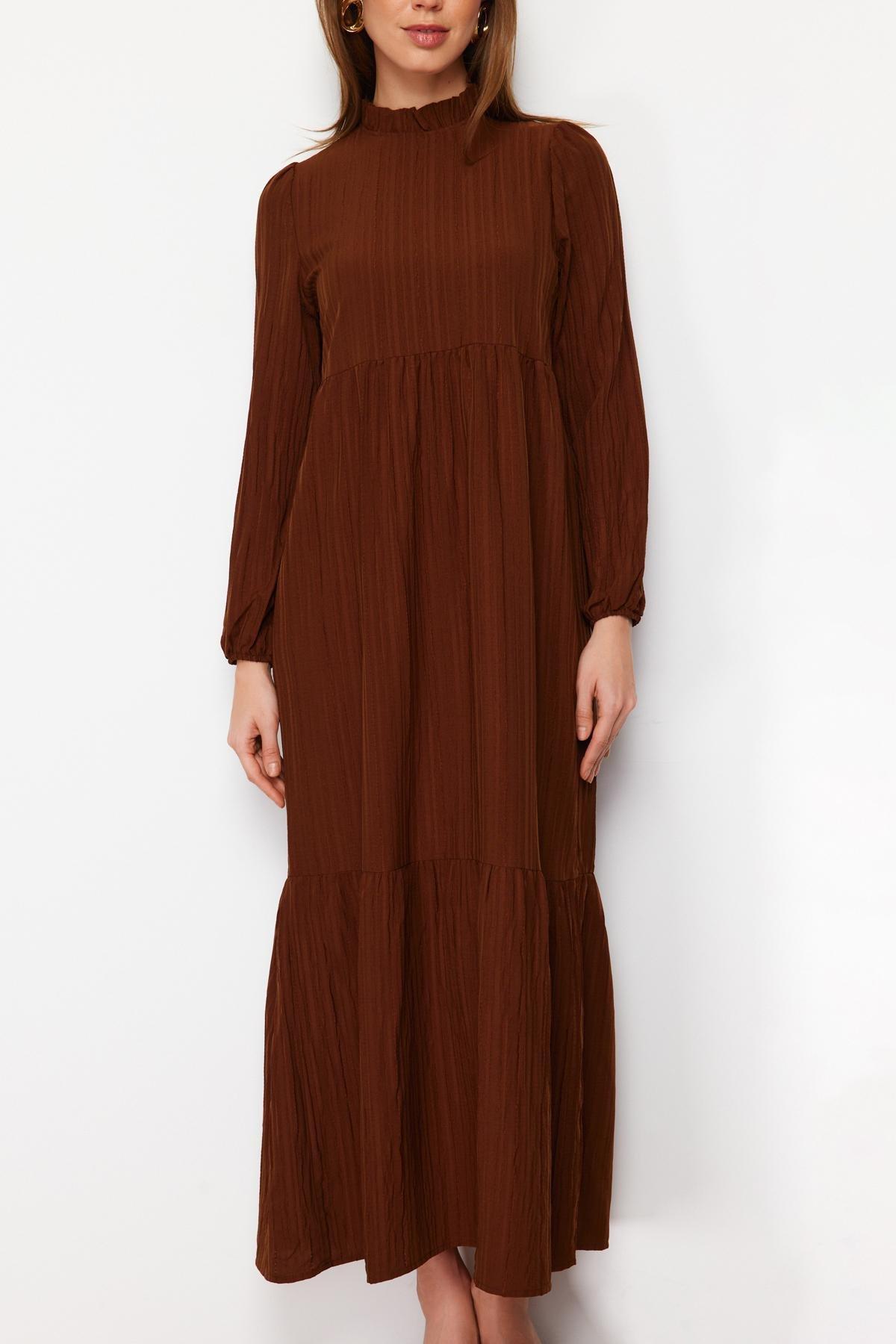 Brown Basic Dress, , large image number 4