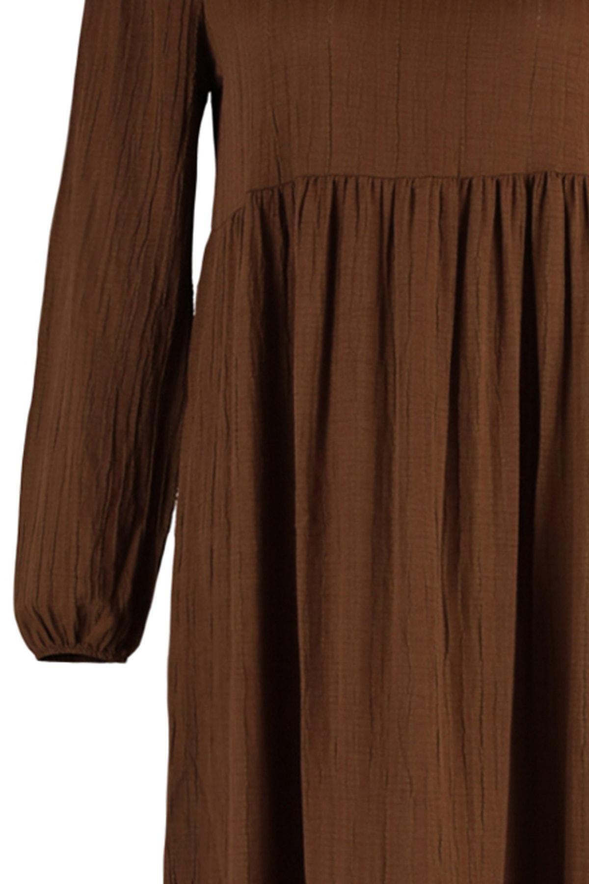 Brown Basic Dress, , large image number 6