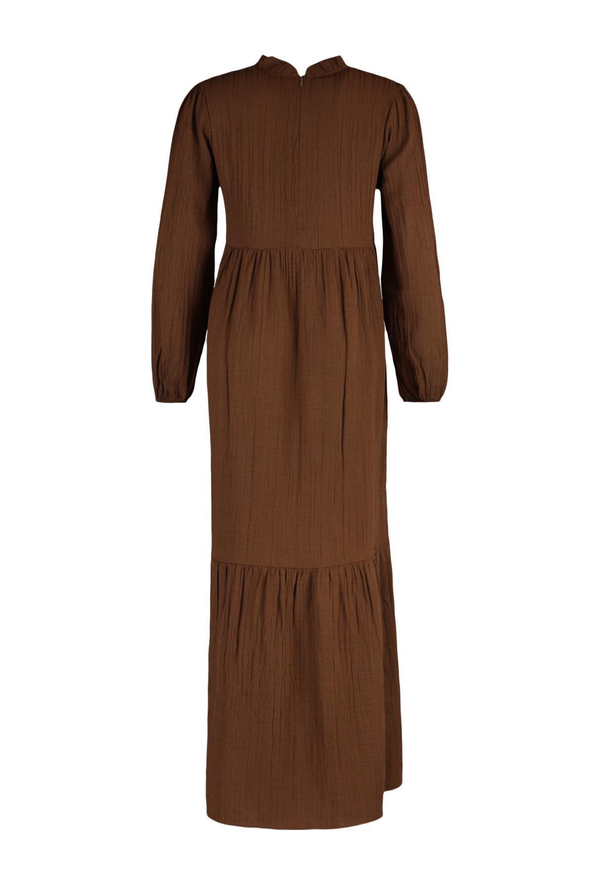 Brown Basic Dress, , large image number 7