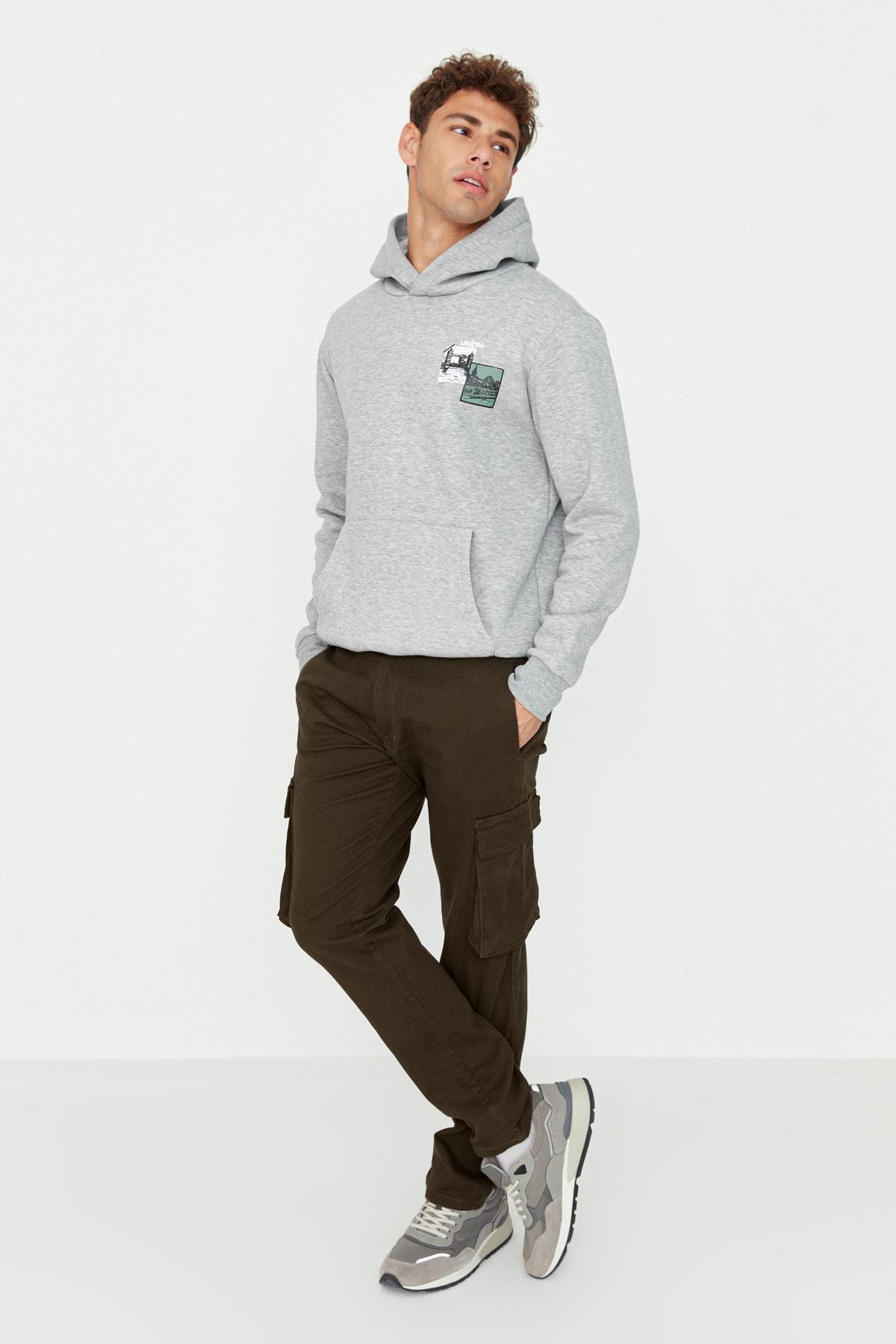 Khaki Skinny Denim Pants, , large image number 1