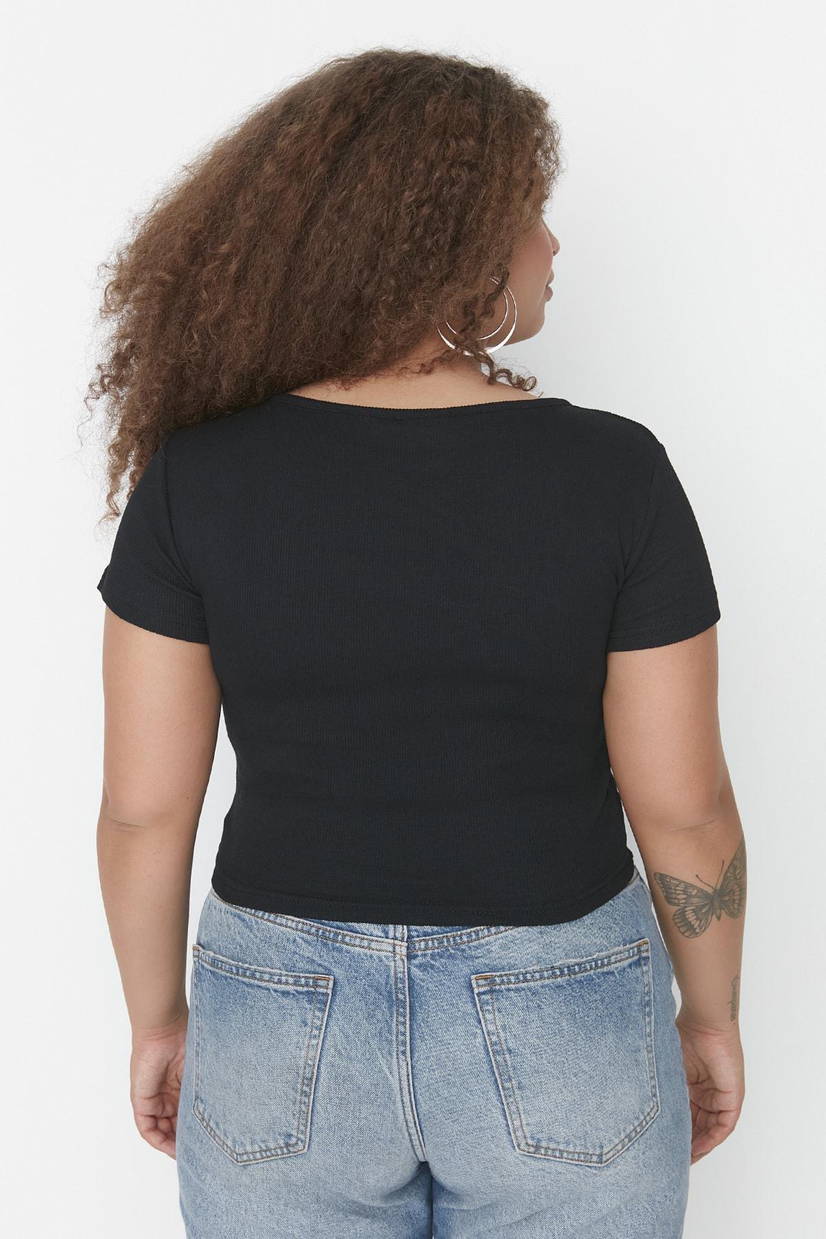 Black Cut-Out Plus Size Blouse, , large image number 5