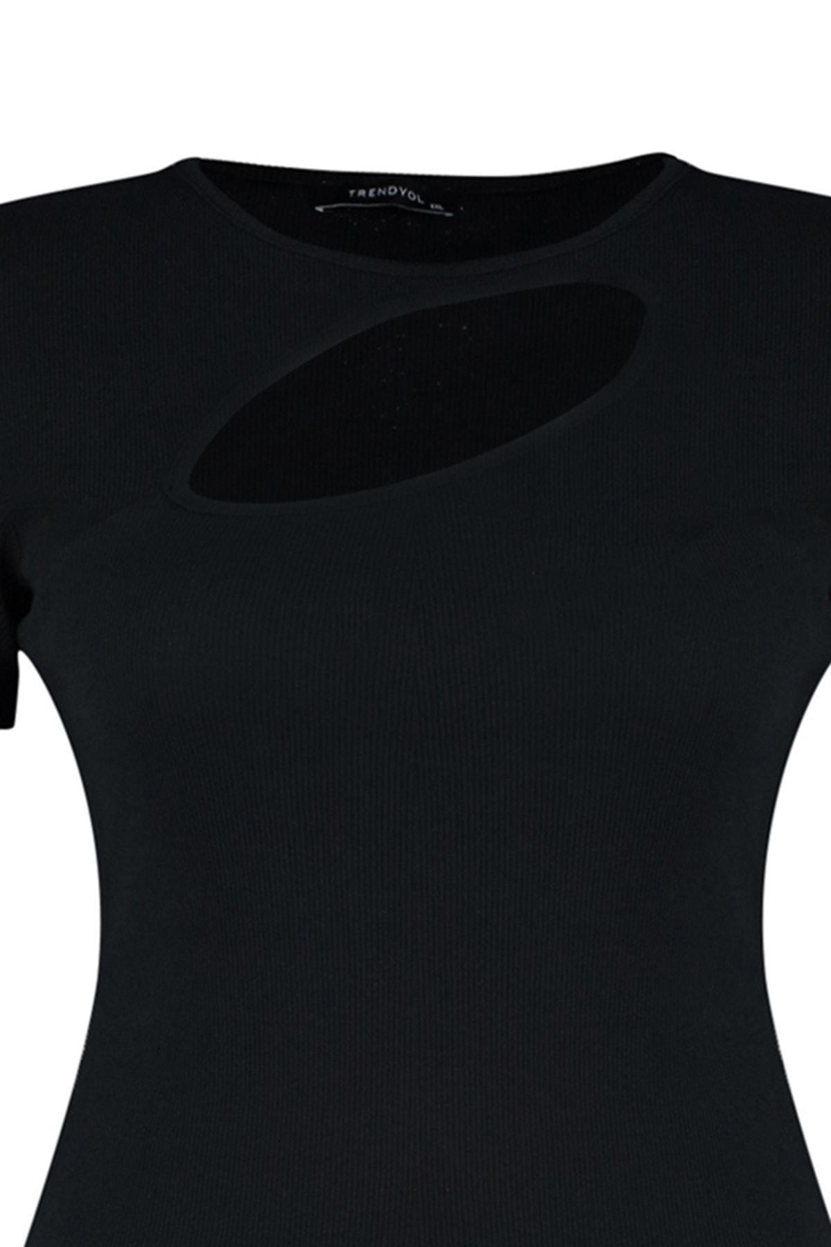 Black Cut-Out Plus Size Blouse, Black, large image number 6