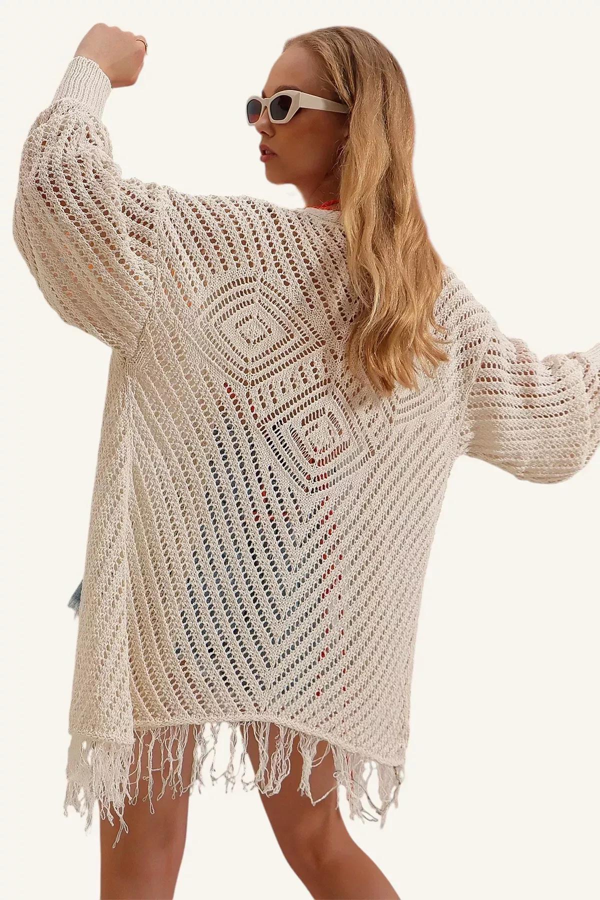 Beige Ajoure Cardigan, Beige, large image number 3