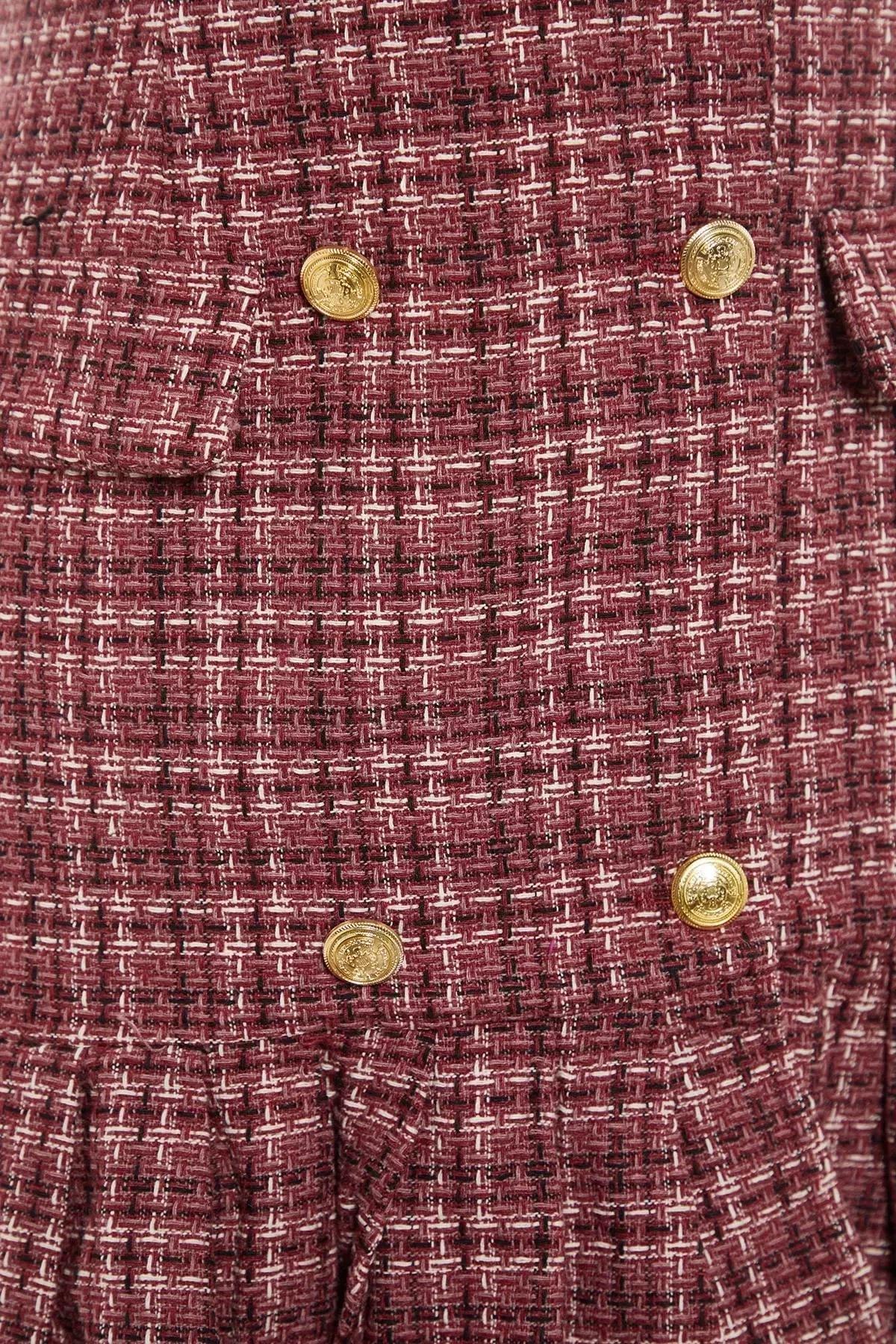 Multicolour Plaid Lapel Collar Dress, , large image number 5