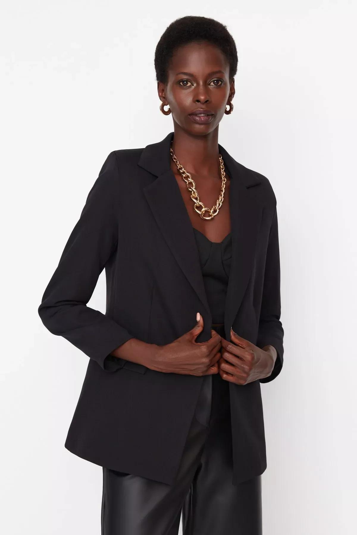 Black Fitted Blazer, , large image number 0
