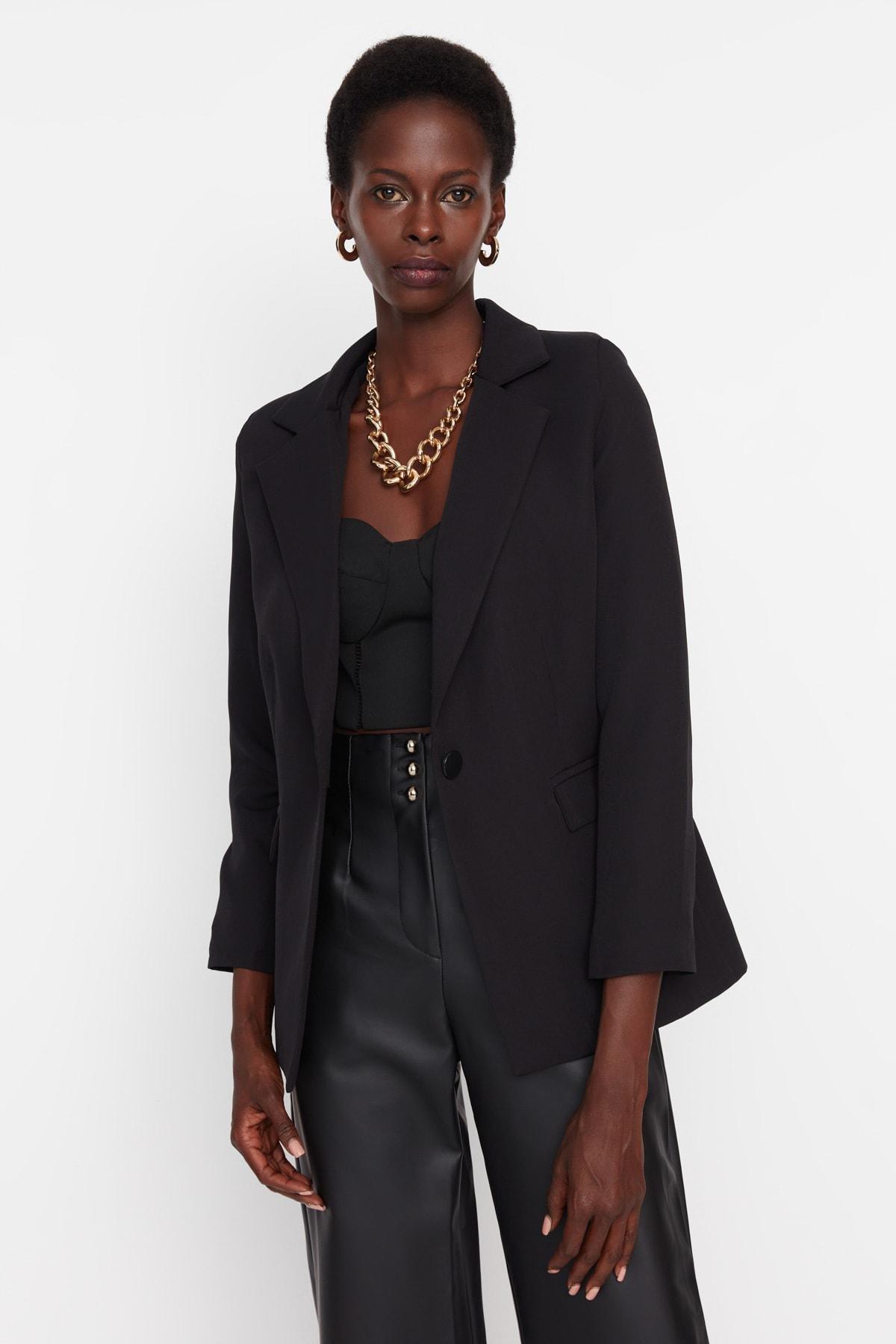 Black Fitted Blazer, , large image number 1