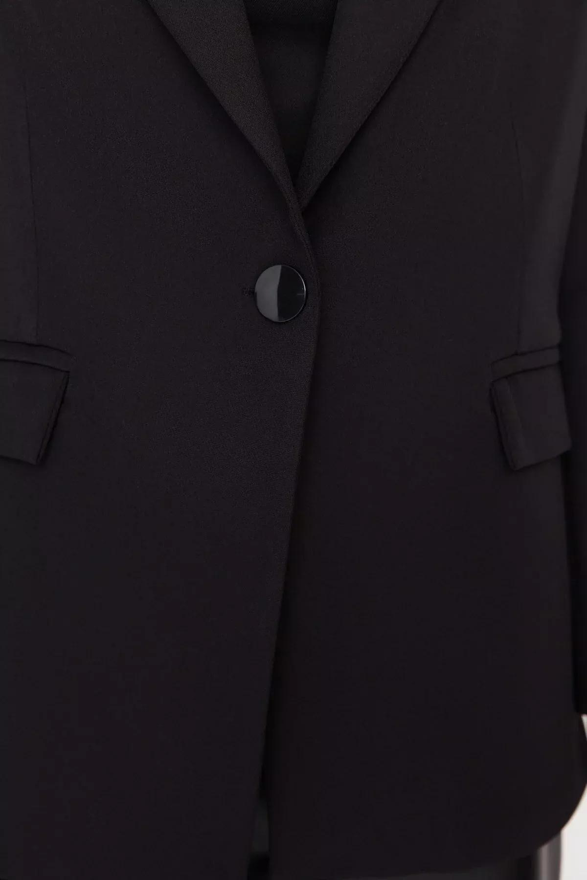 Black Fitted Blazer, Black, large image number 3