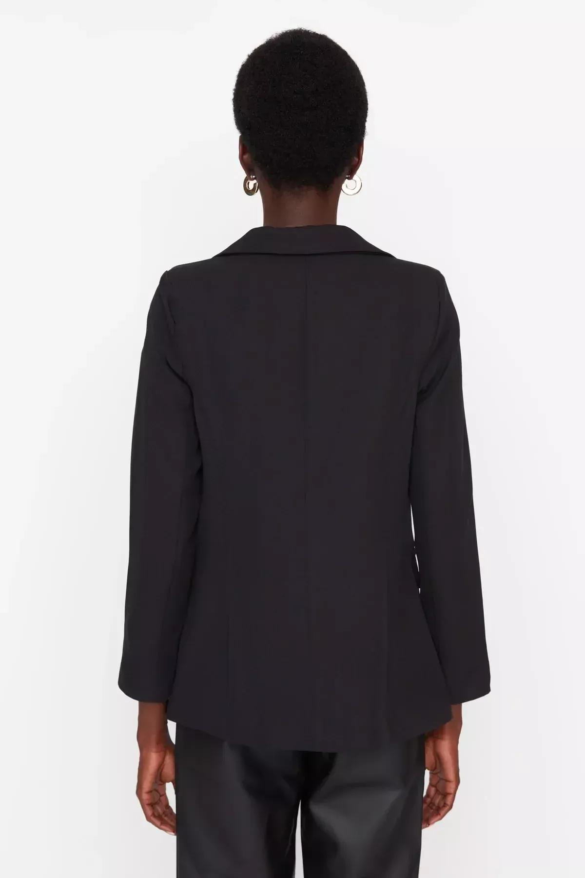 Black Fitted Blazer, Black, large image number 4