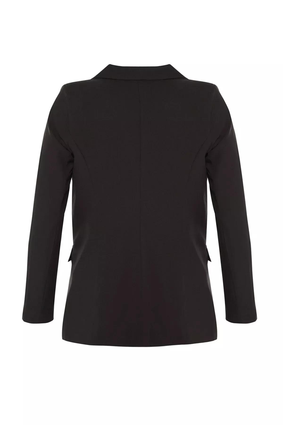 Black Fitted Blazer, Black, large image number 6