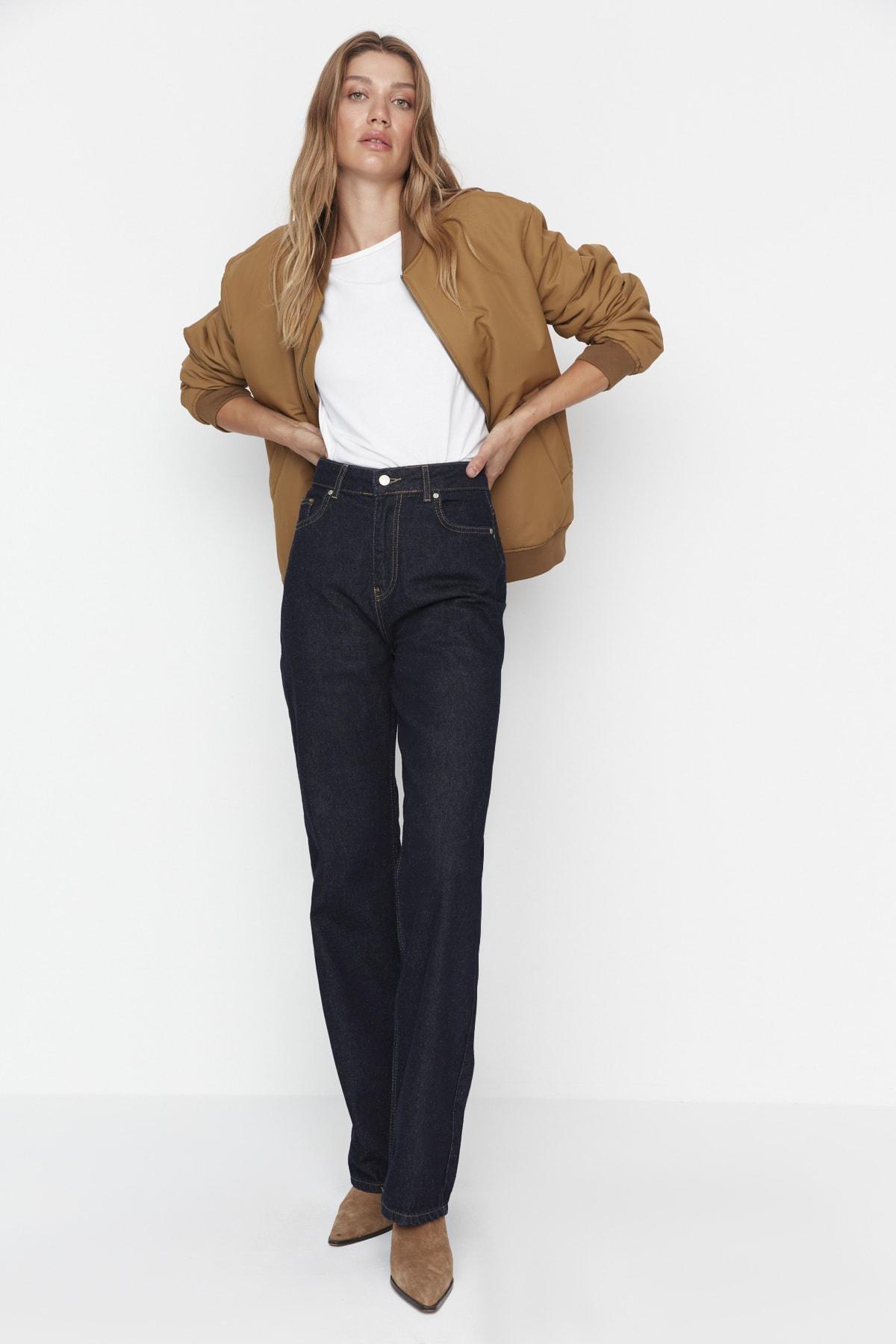Blue Straight High Waist Jeans, , large image number 0