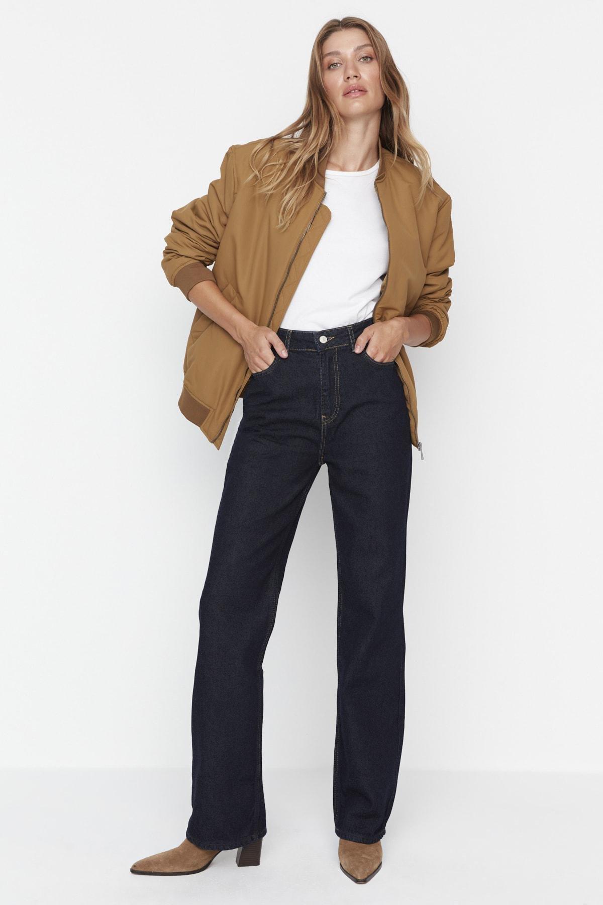Blue Straight High Waist Jeans, , large image number 1