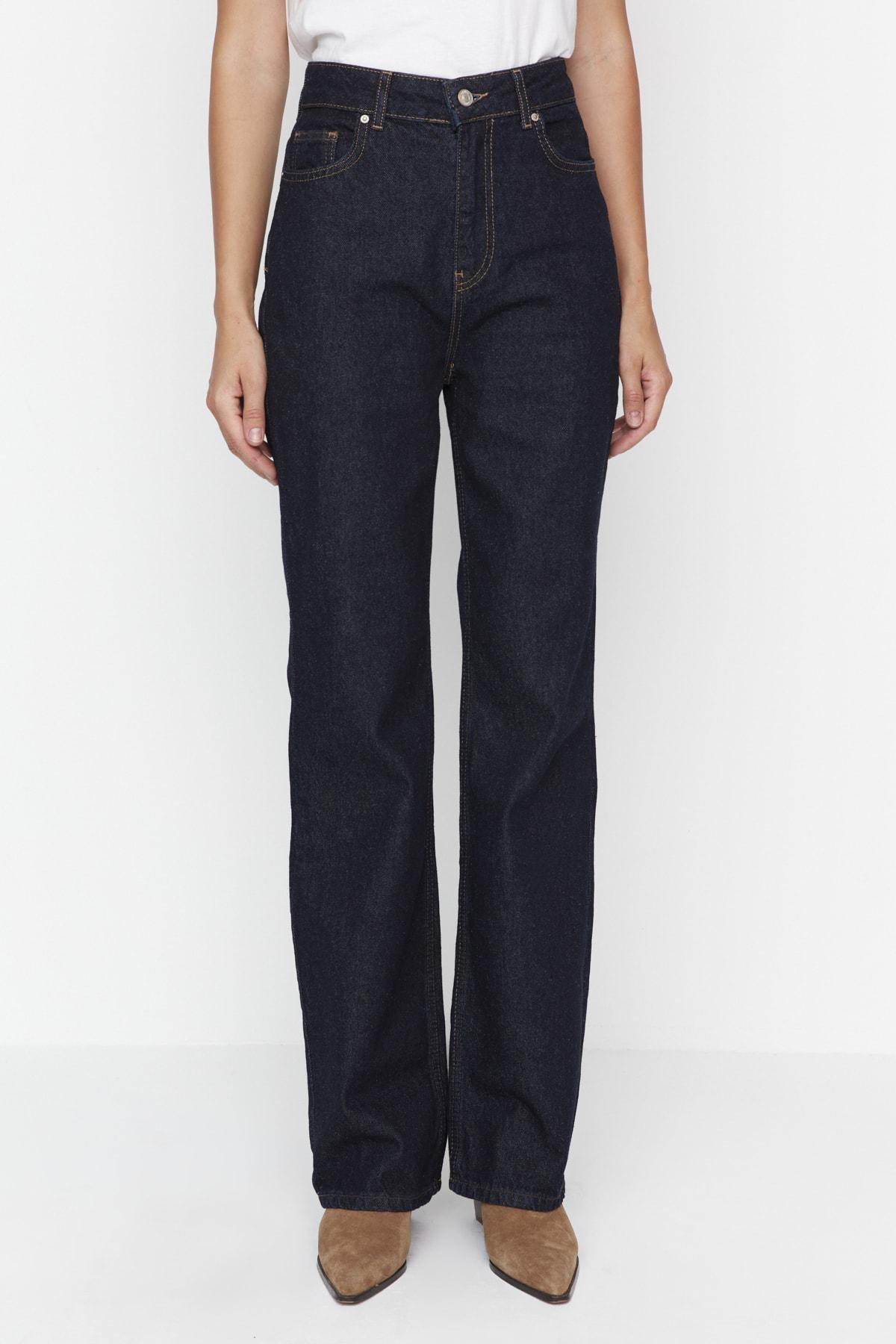 Blue Straight High Waist Jeans, , large image number 3