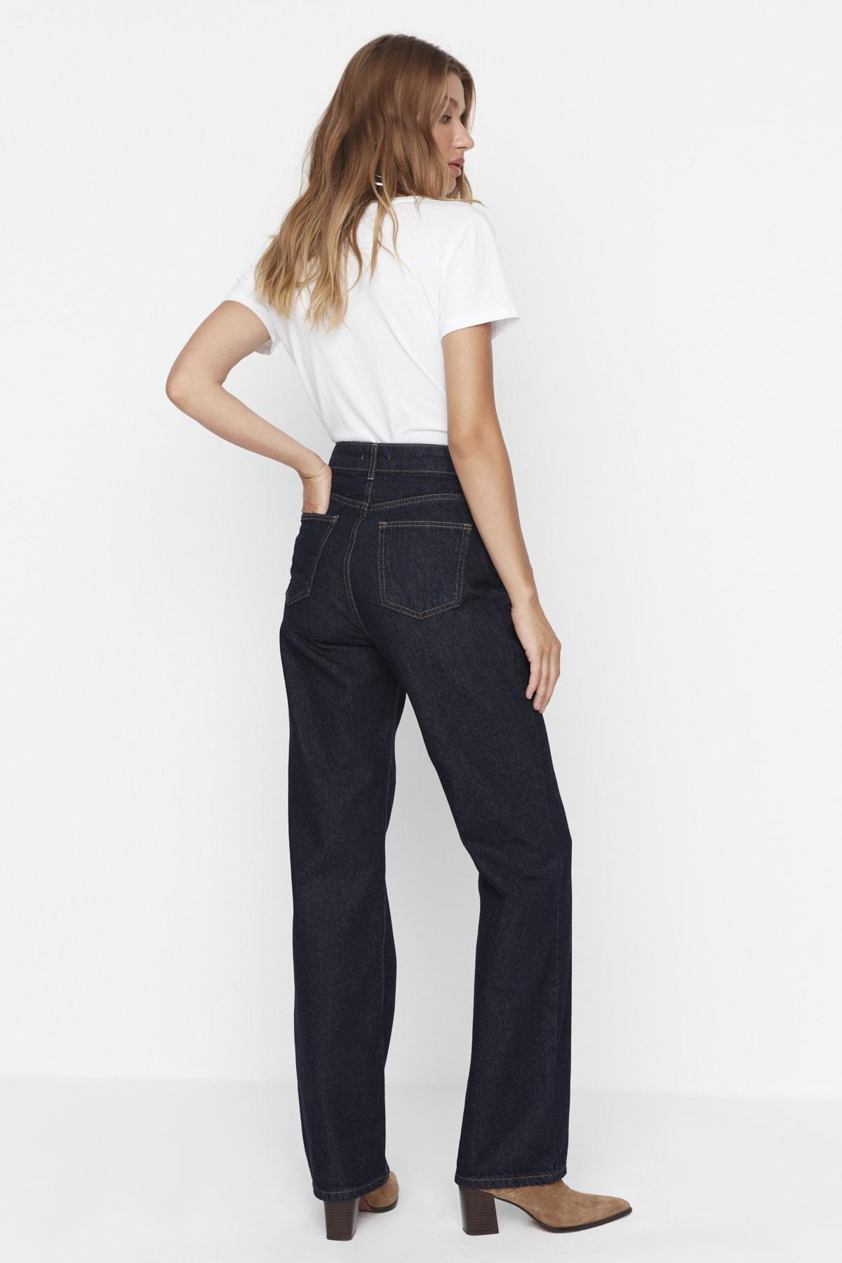 Blue Straight High Waist Jeans, , large image number 4