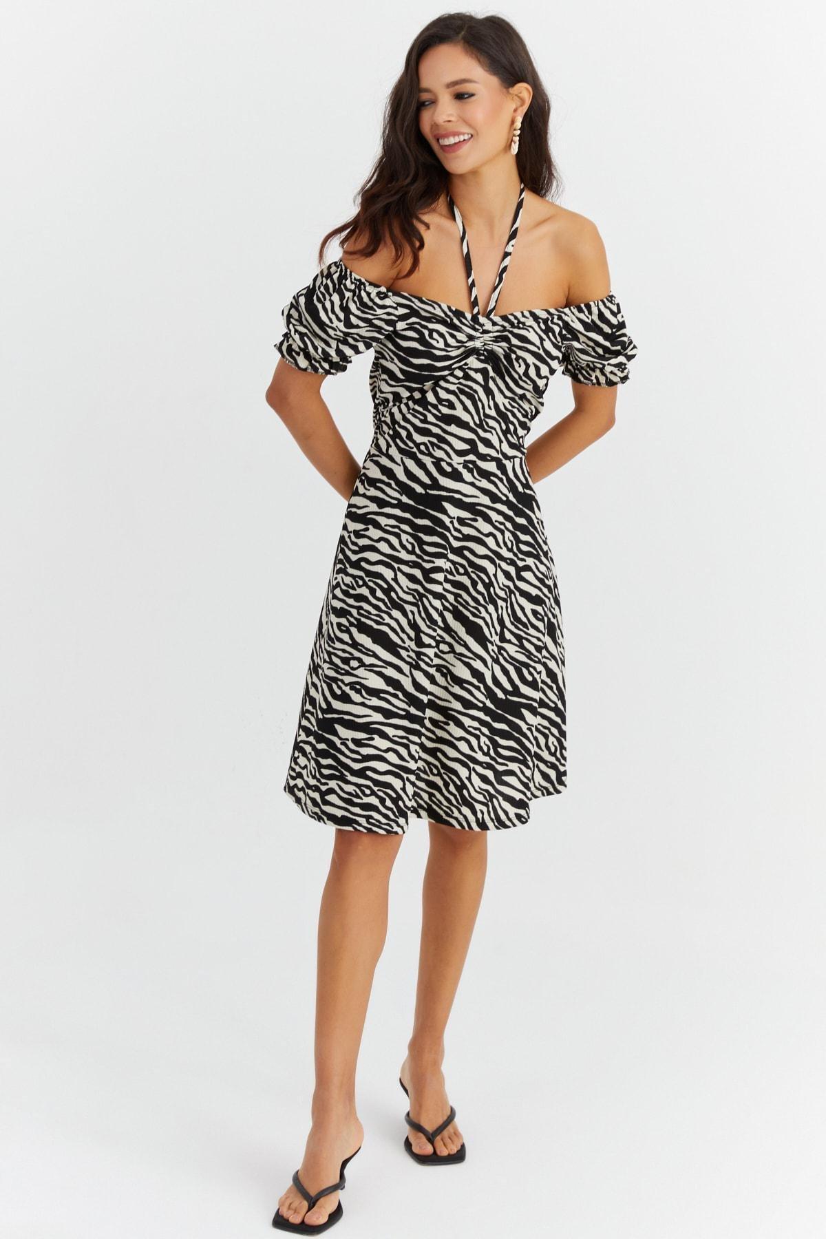 Multicolour Animal Print Skater Dress, , large image number 0