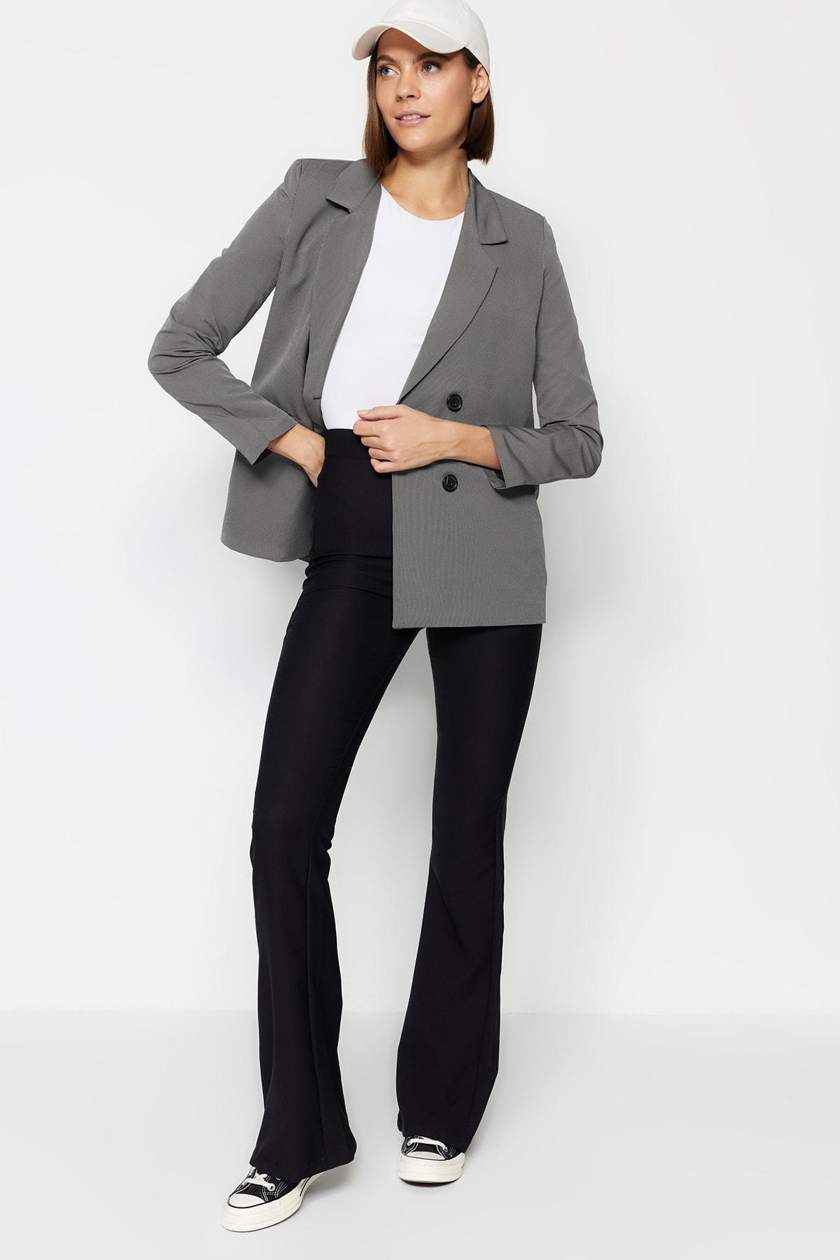 Trendyol - Gray Lapel Collar Blazer