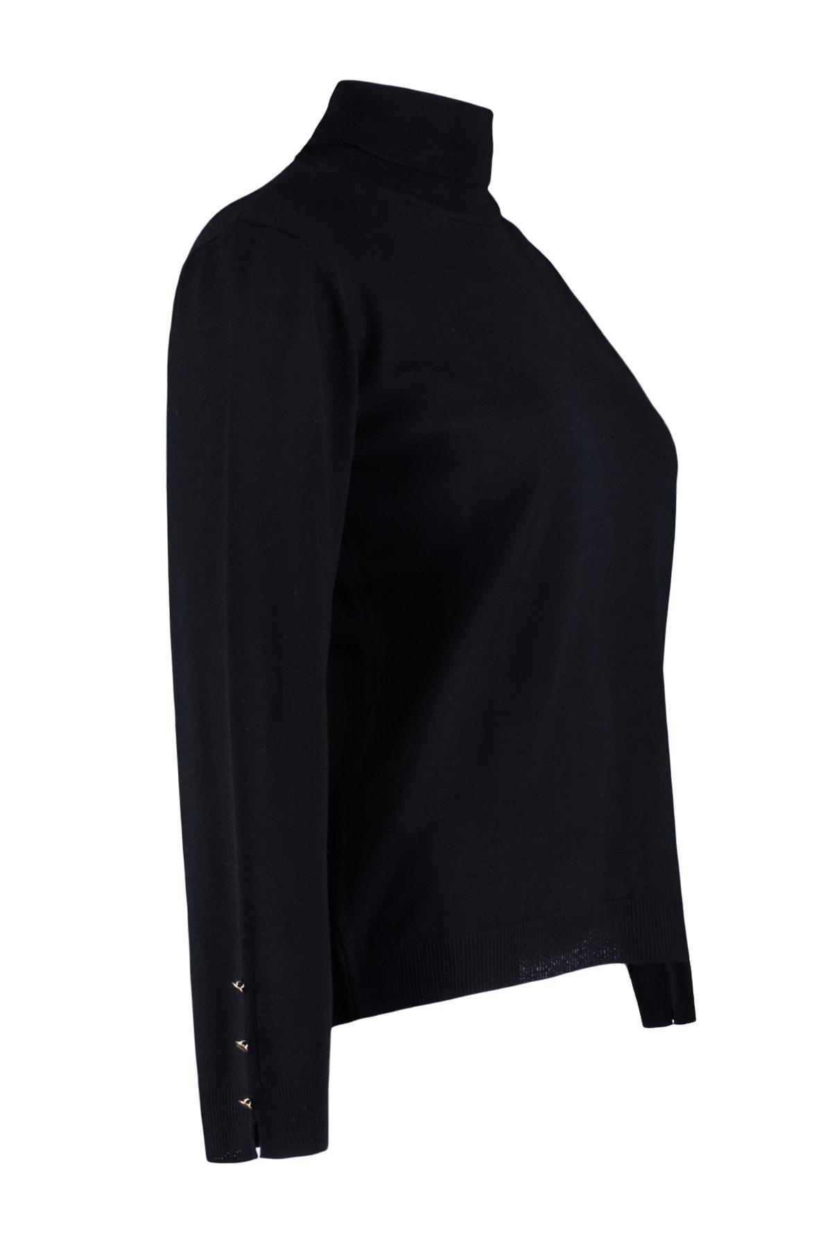 Black Relaxed Turtleneck Plus Size Sweater, , large image number 5