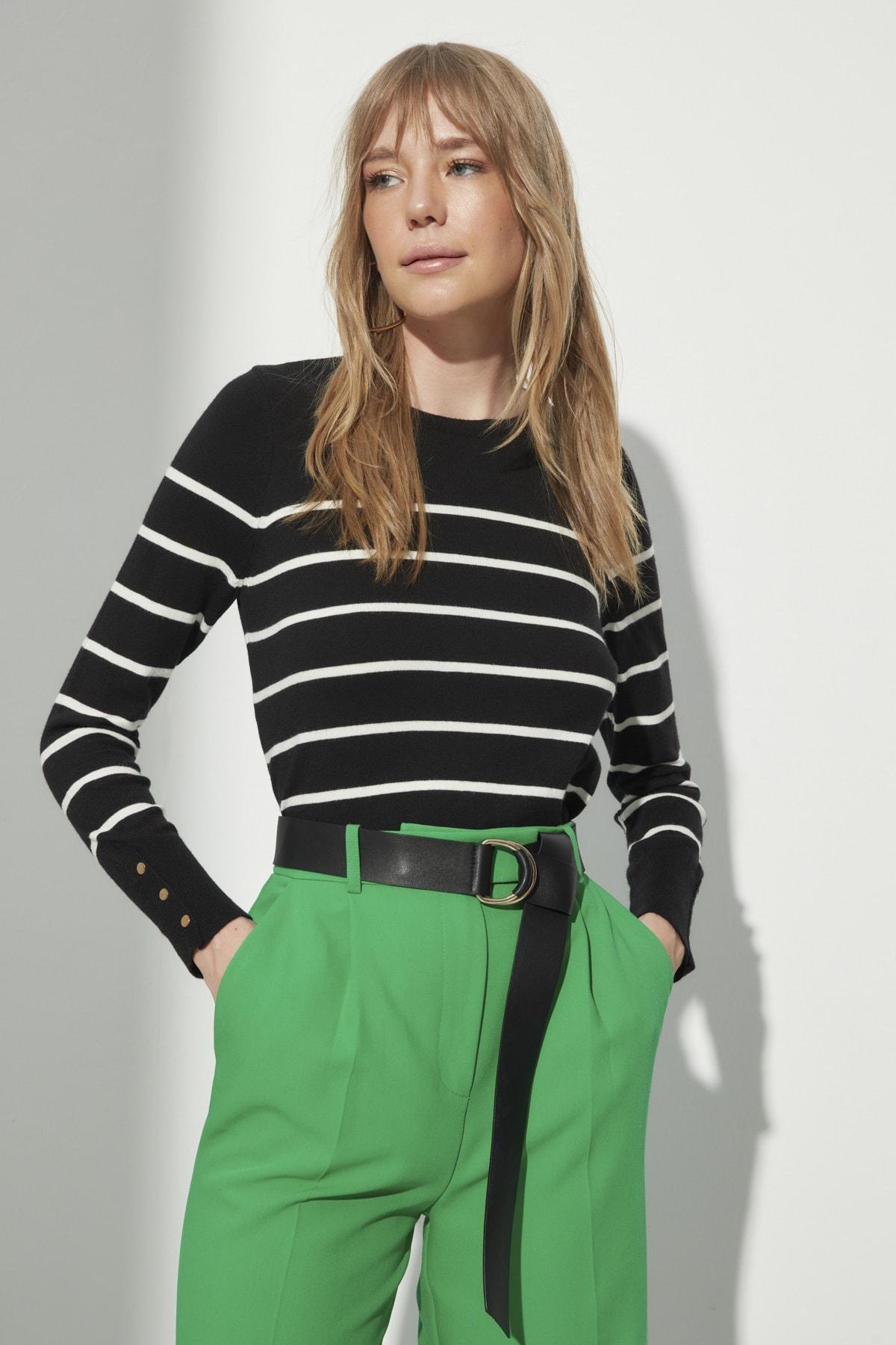 Black Striped Sweater, , large image number 1