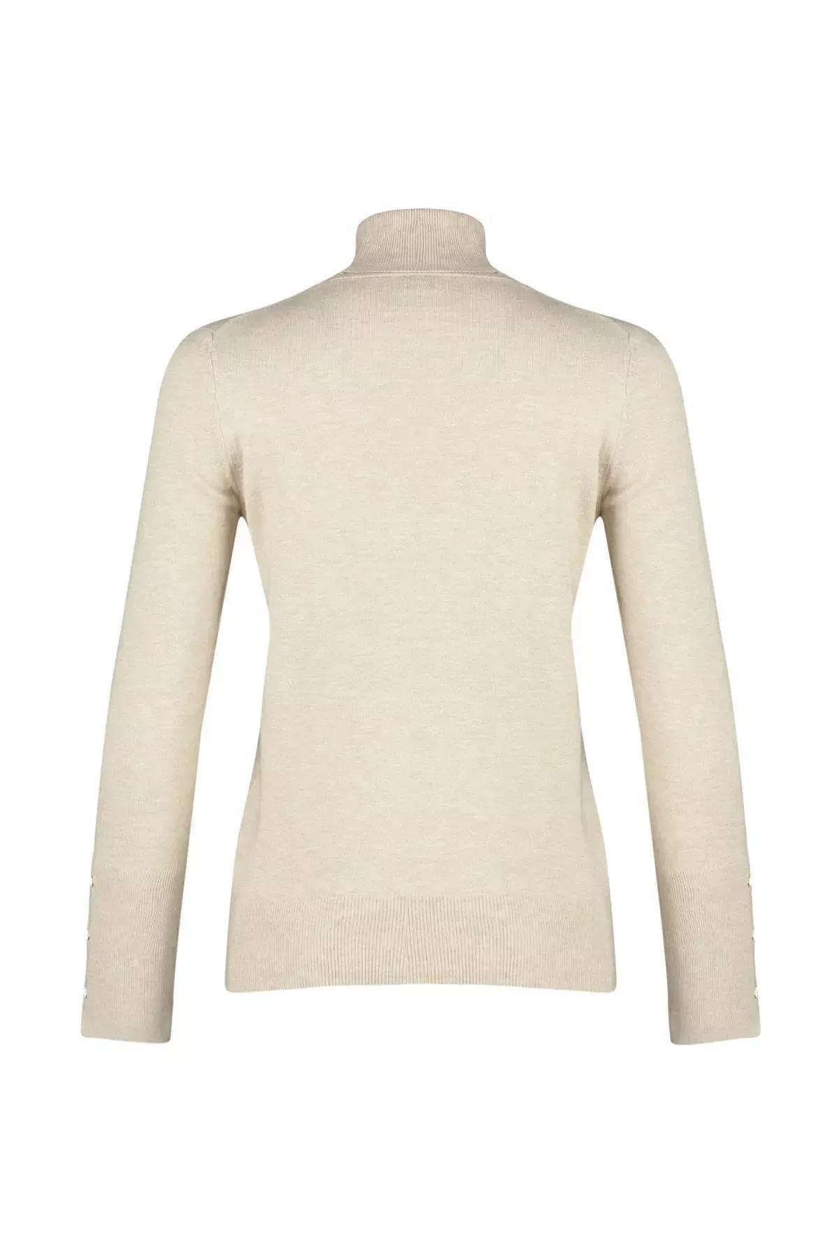 Beige Slim Turtleneck Sweater, Rock, large image number 7