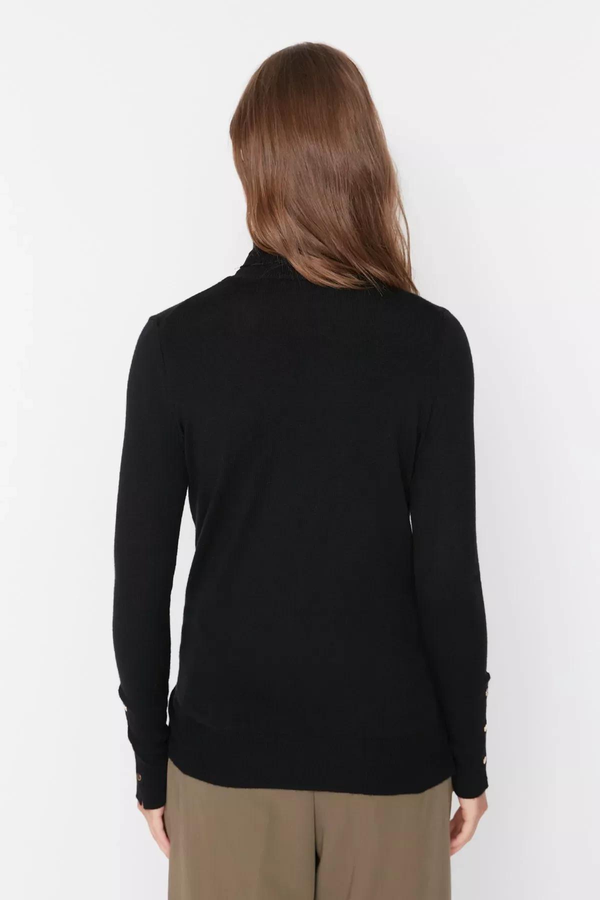 Black Turtleneck Slim Sweater, , large image number 4