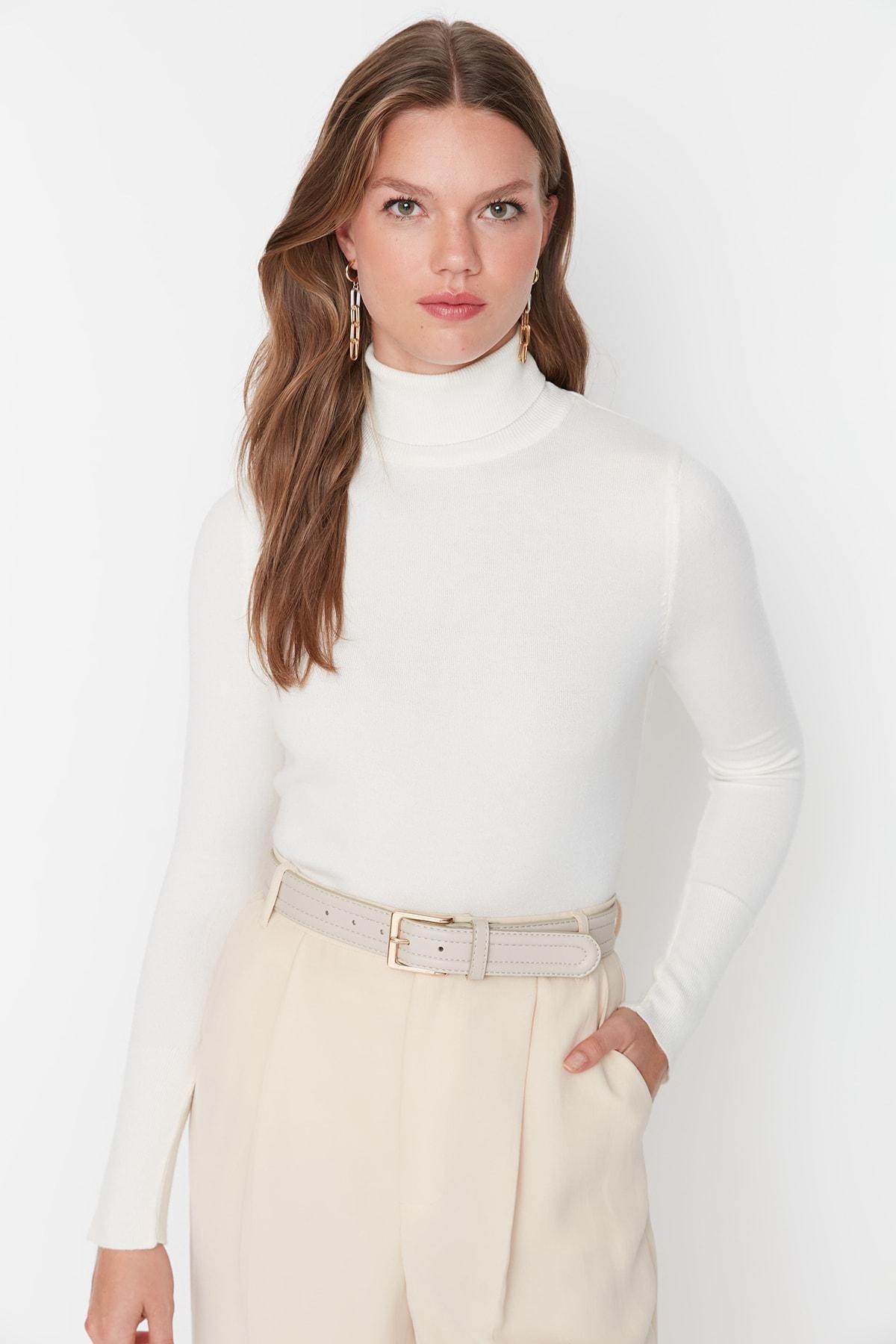 Ecru Turtleneck Sweater, , large image number 0