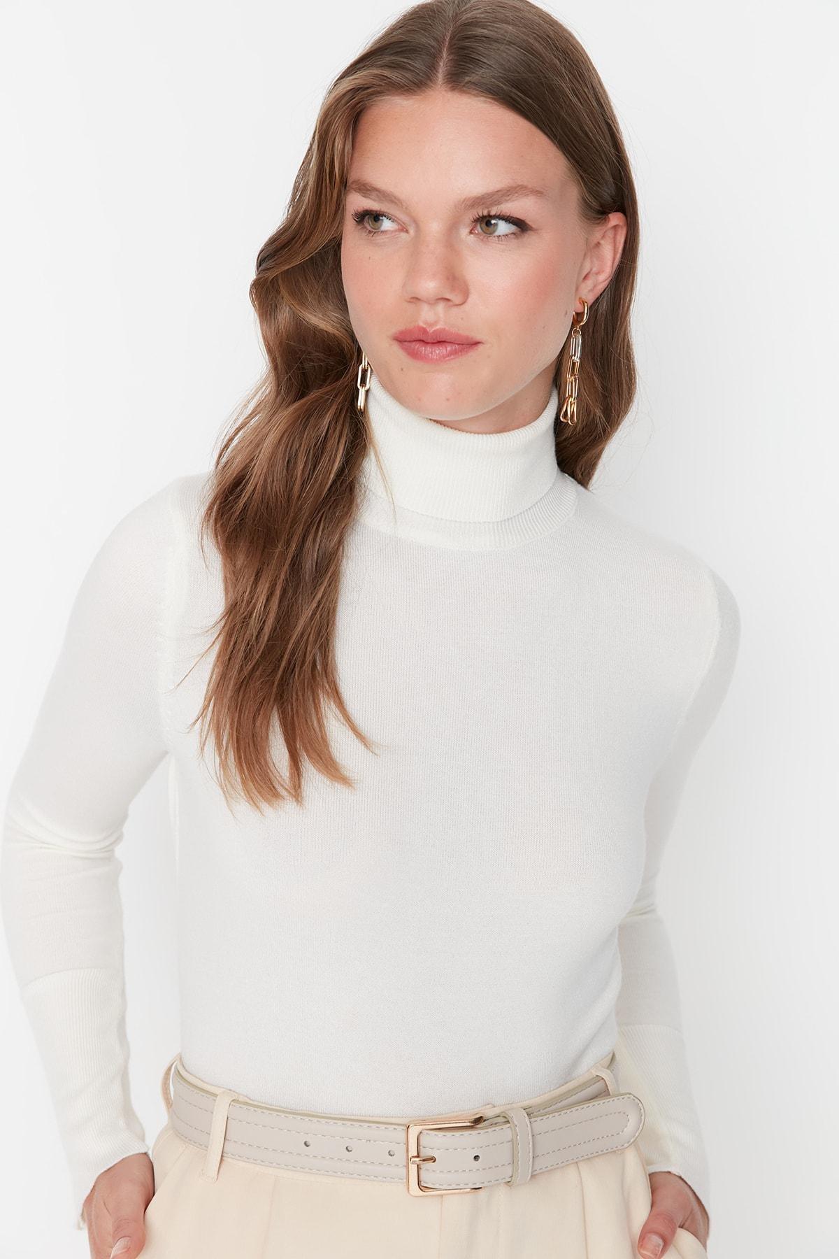 Ecru Turtleneck Sweater, , large image number 1