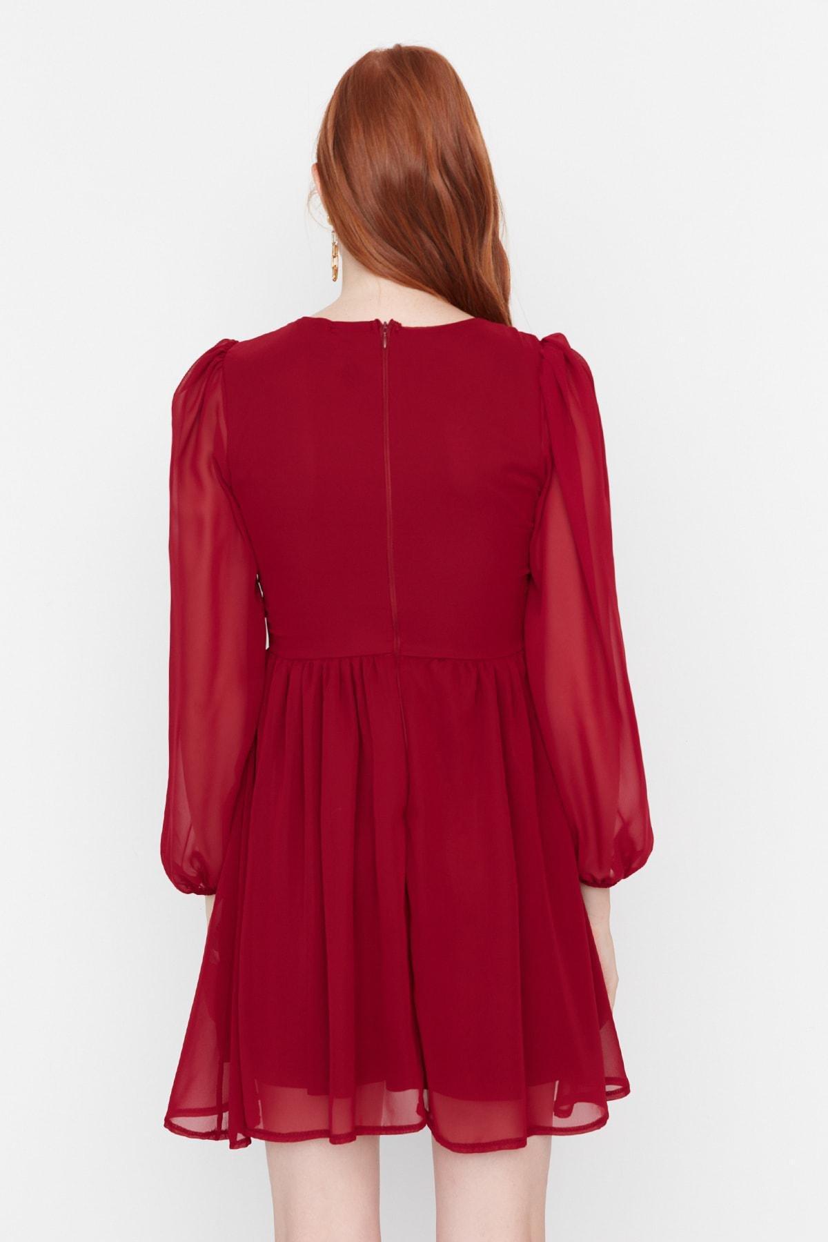 Trendyol - Burgundy Crew Neck Dress