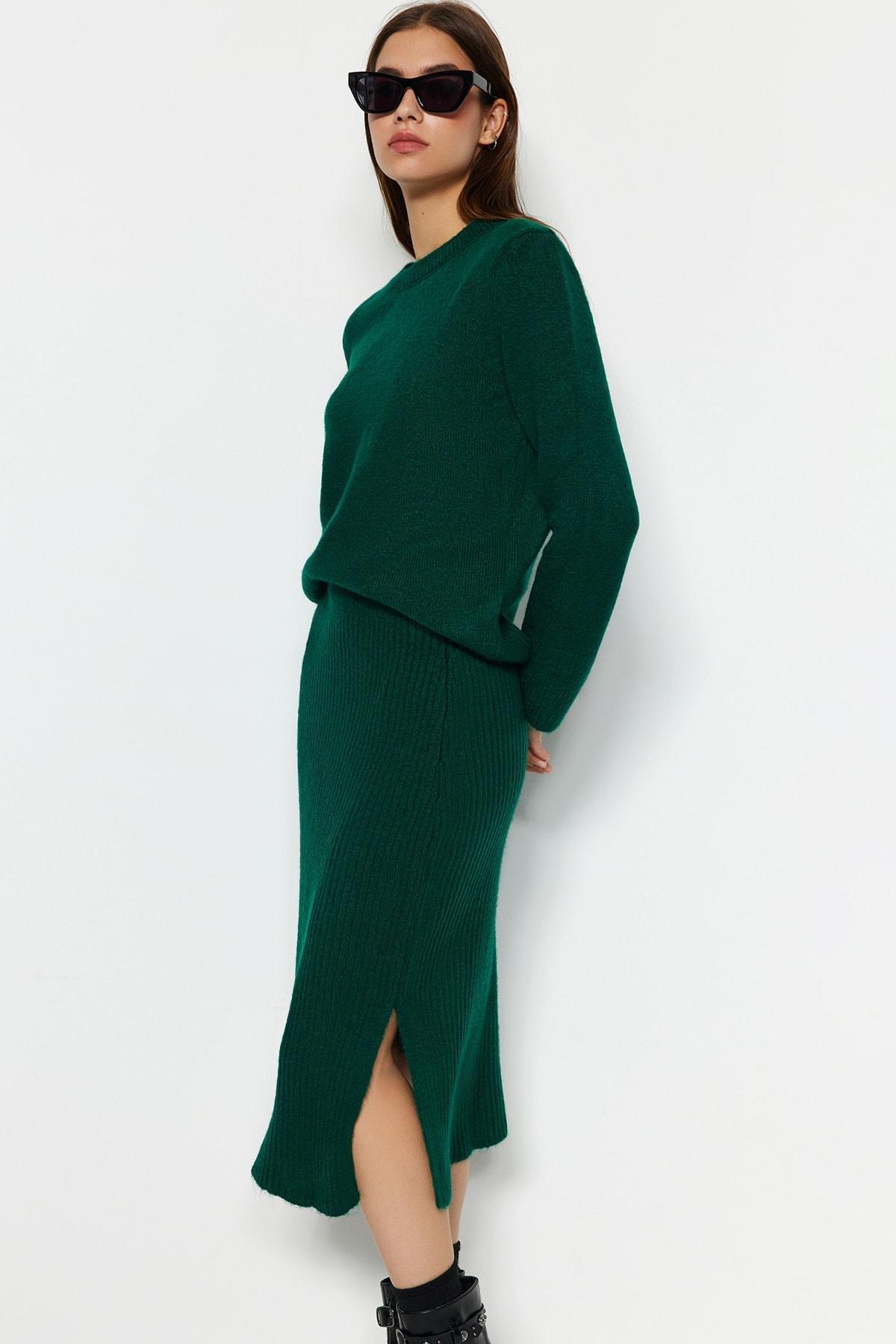 Trendyol - Green Crew Neck Bodycon Co-Ord Set