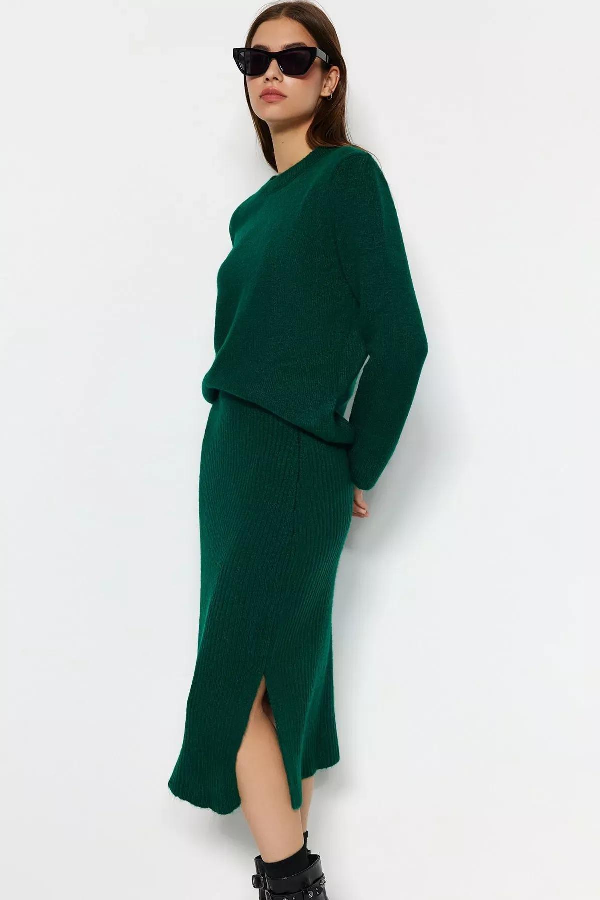 Green Crew Neck Bodycon Co-Ord Set, , large image number 1