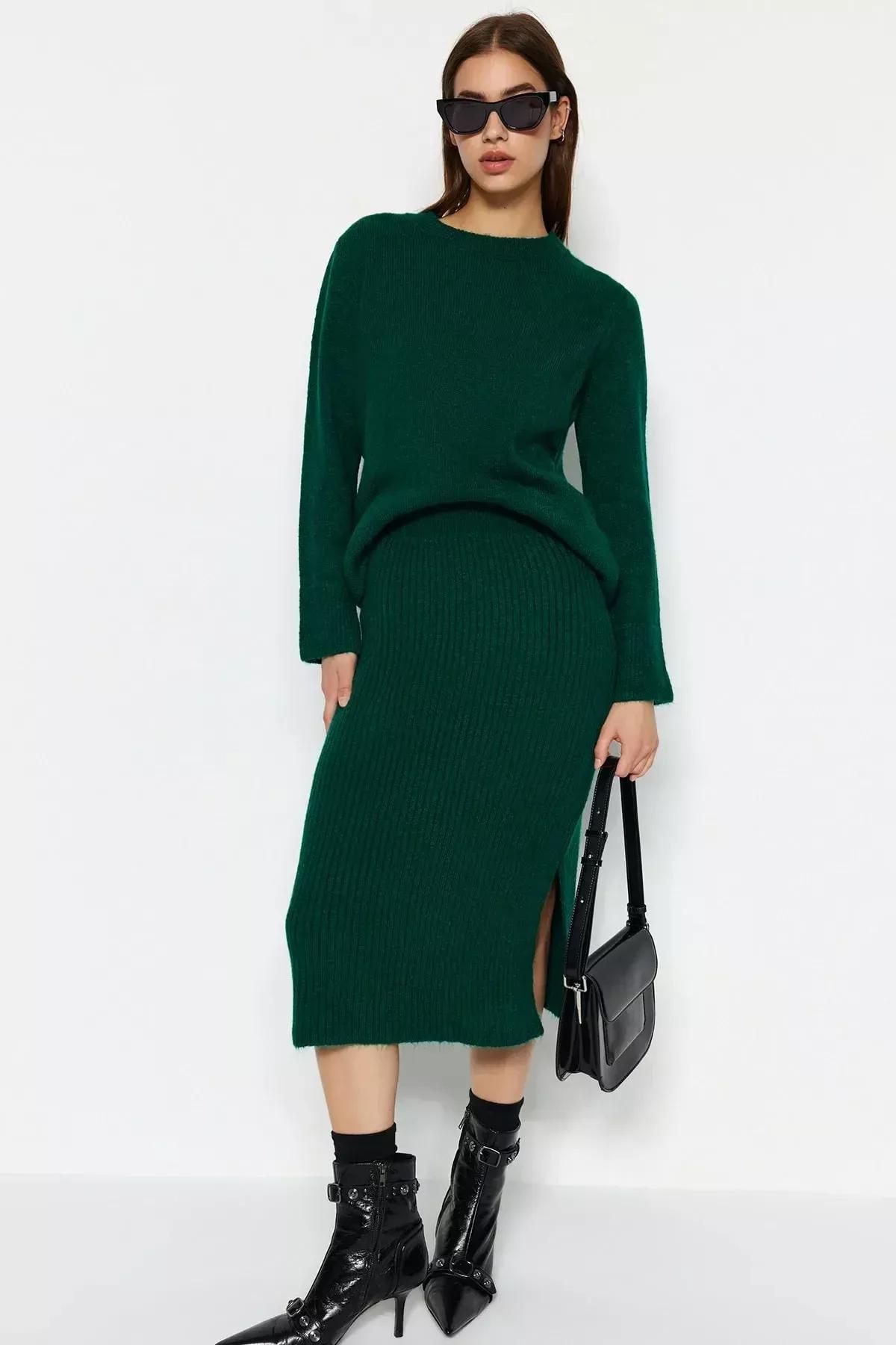 Green Crew Neck Bodycon Co-Ord Set, , large image number 2