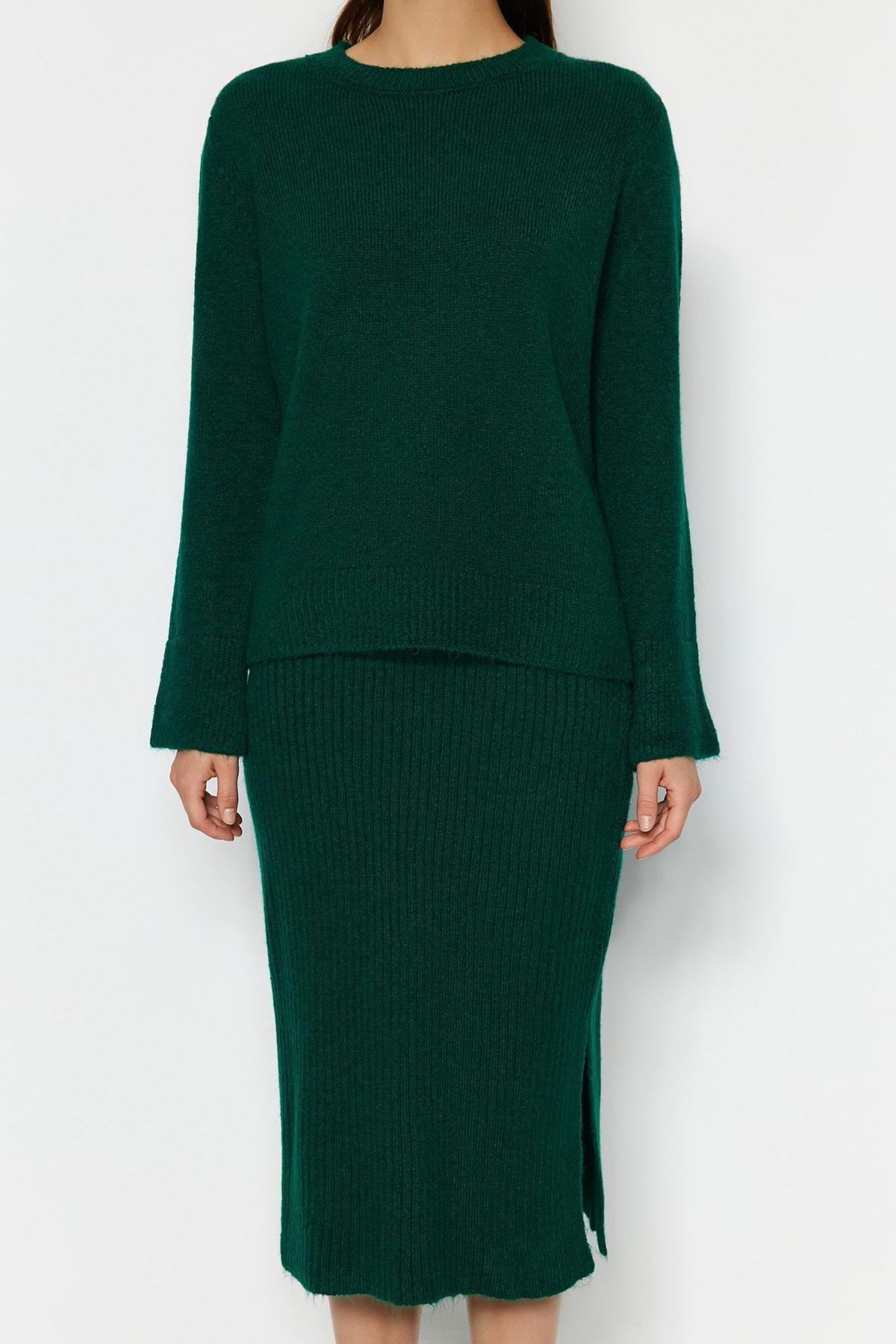 Green Crew Neck Bodycon Co-Ord Set, , large image number 3