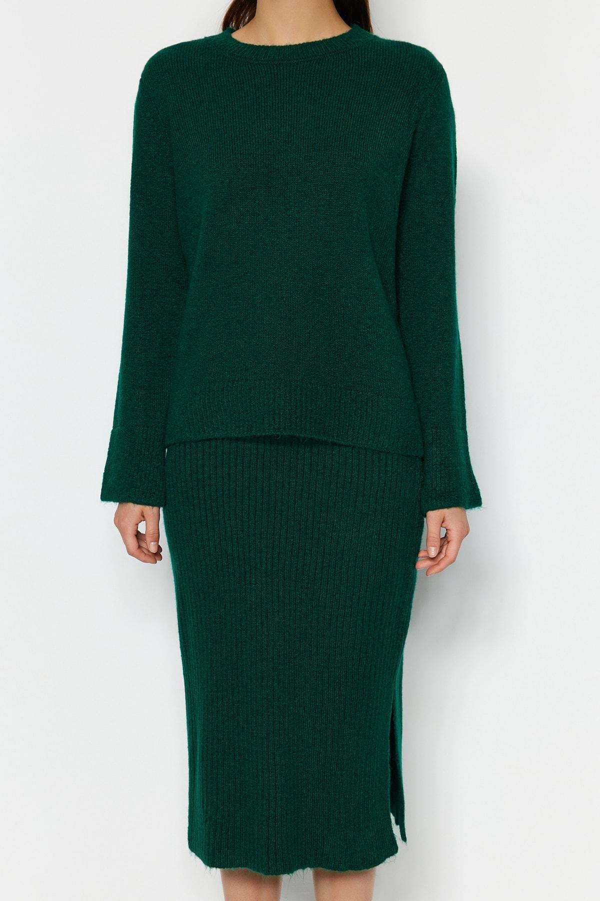 Trendyol - Green Crew Neck Bodycon Co-Ord Set