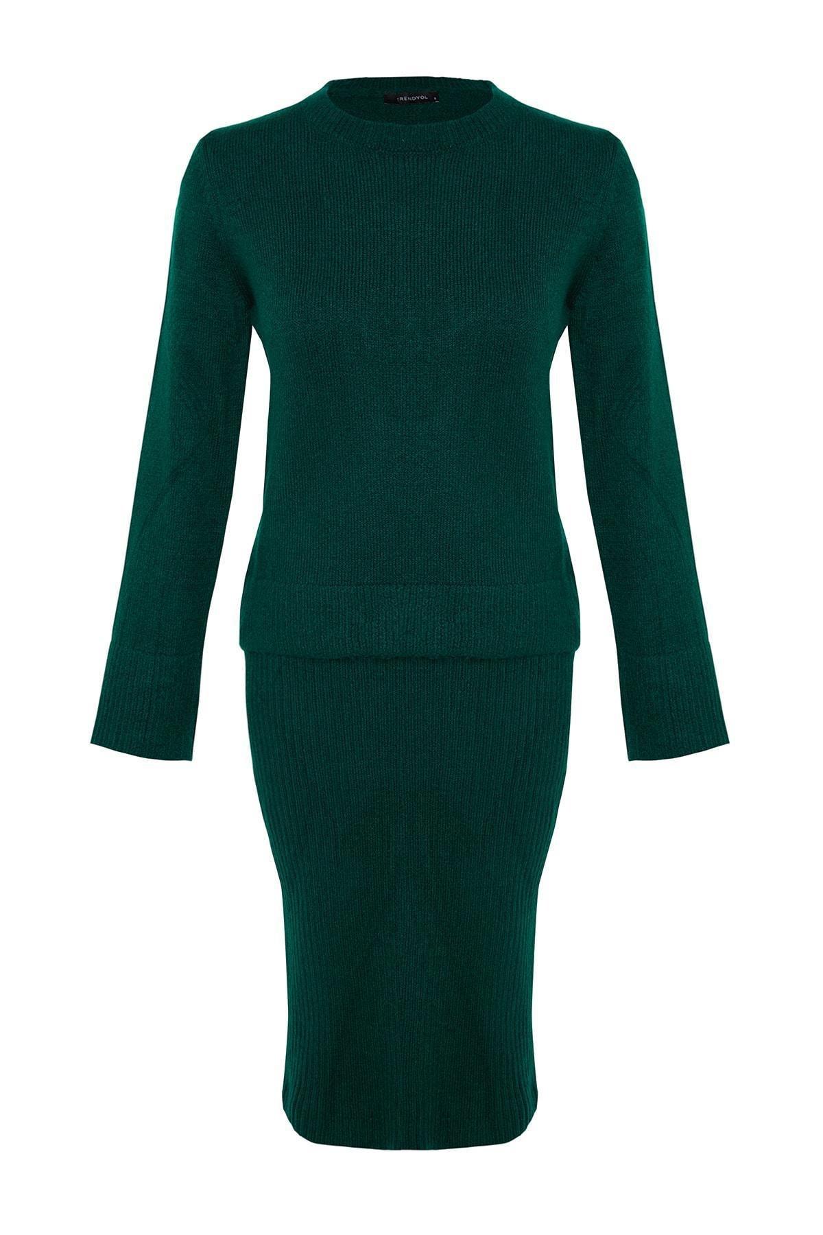 Green Crew Neck Bodycon Co-Ord Set, , large image number 5