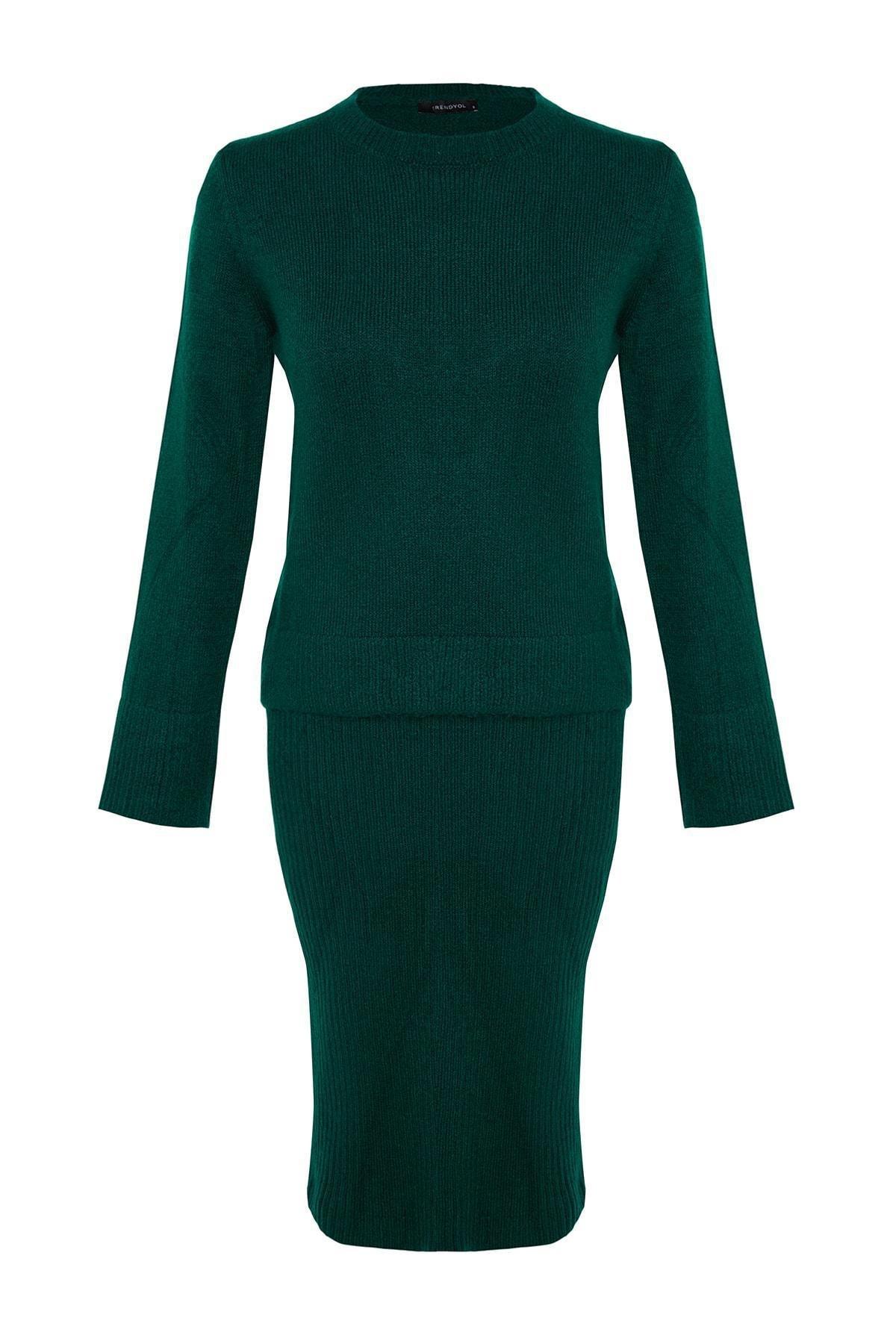 Trendyol - Green Crew Neck Bodycon Co-Ord Set