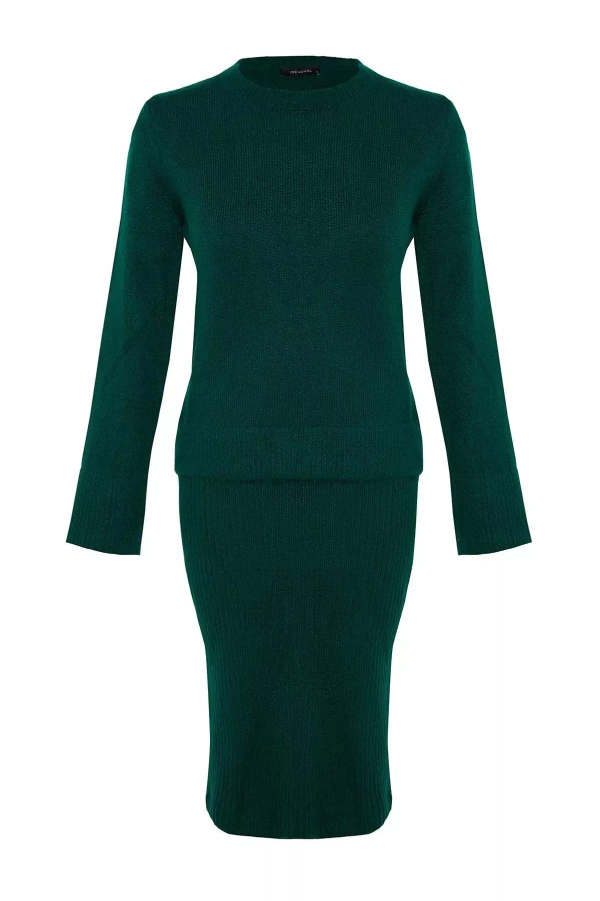 Green Crew Neck Bodycon Co-Ord Set, Green, large image number 5