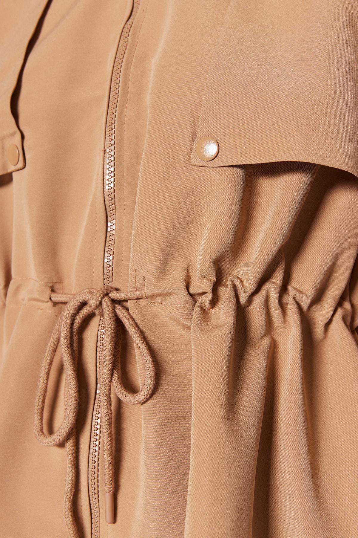 Brown Hooded Maxi Trench Coat, , large image number 4