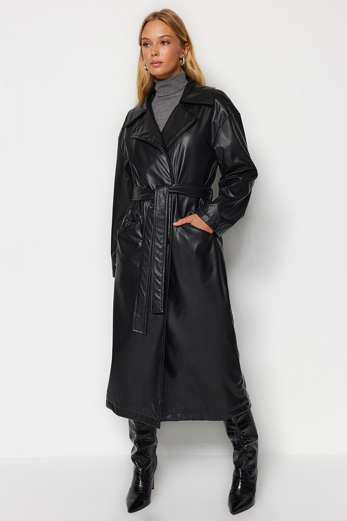 Black Oversize Maxi Trench Coat, , large image number 1