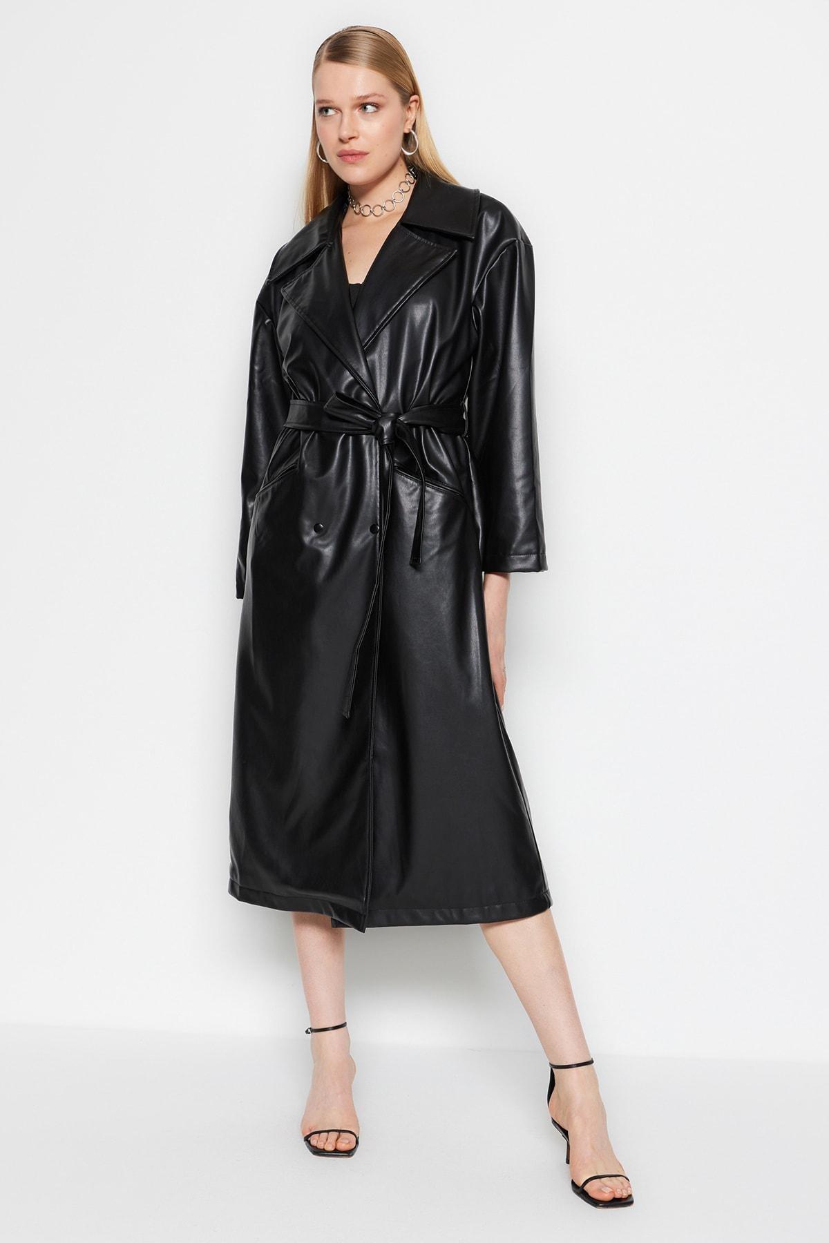 Black Oversize Maxi Trench Coat, , large image number 2