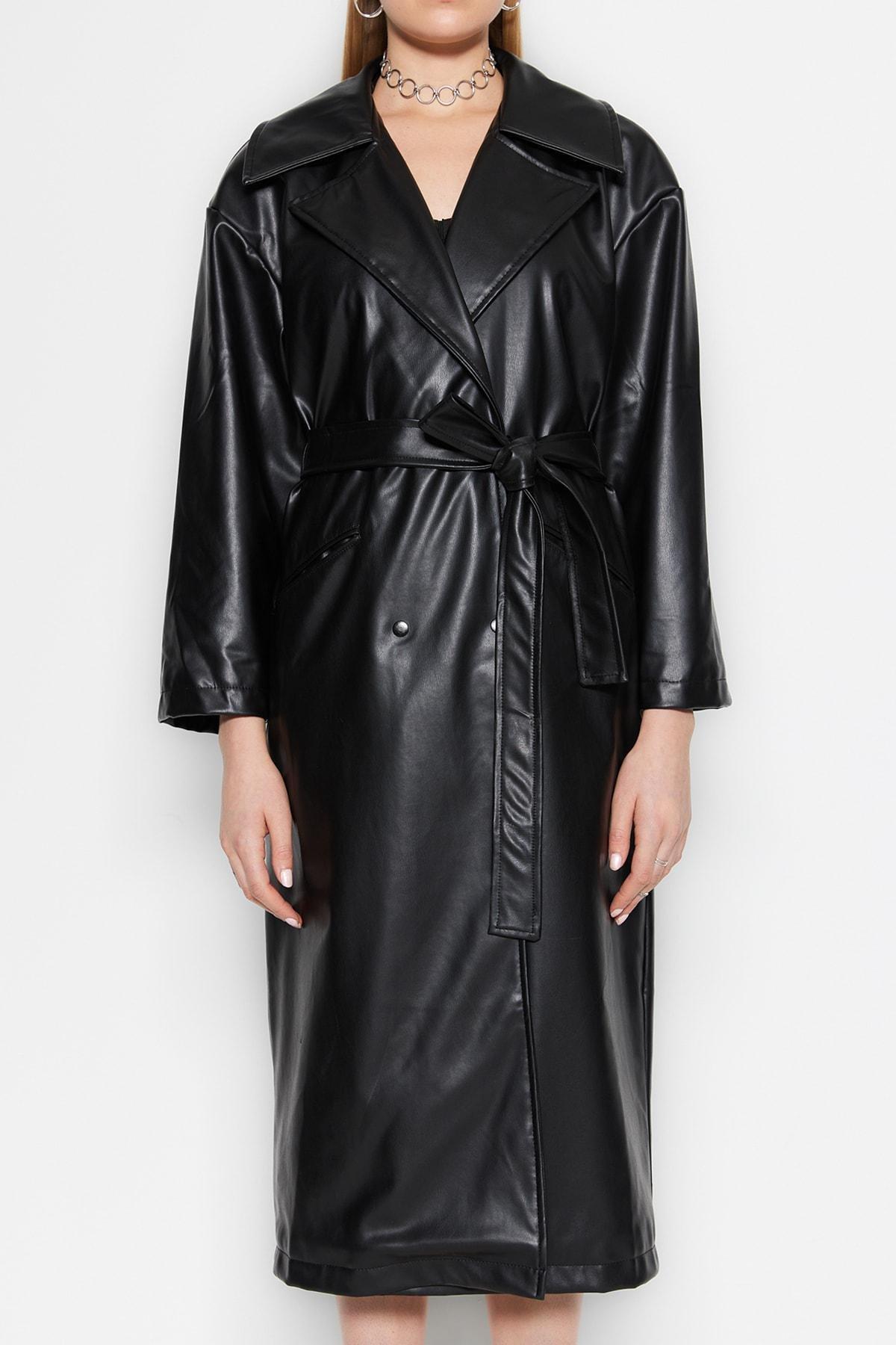 Trendyol - Black Oversize Maxi Trench Coat