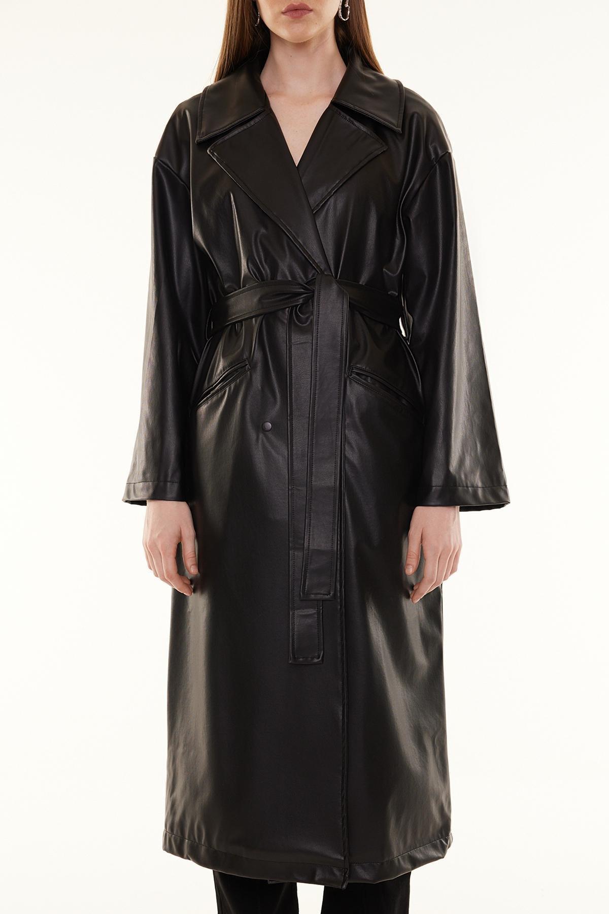 Black Oversize Maxi Trench Coat, , large image number 7