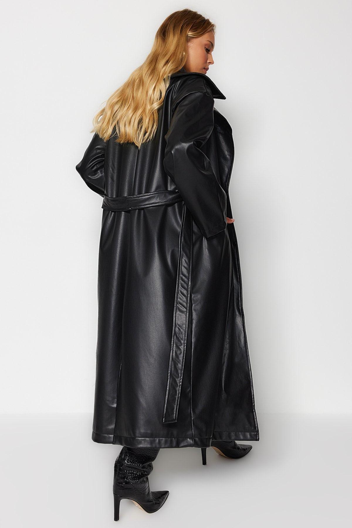 Black Oversize Maxi Trench Coat, , large image number 8