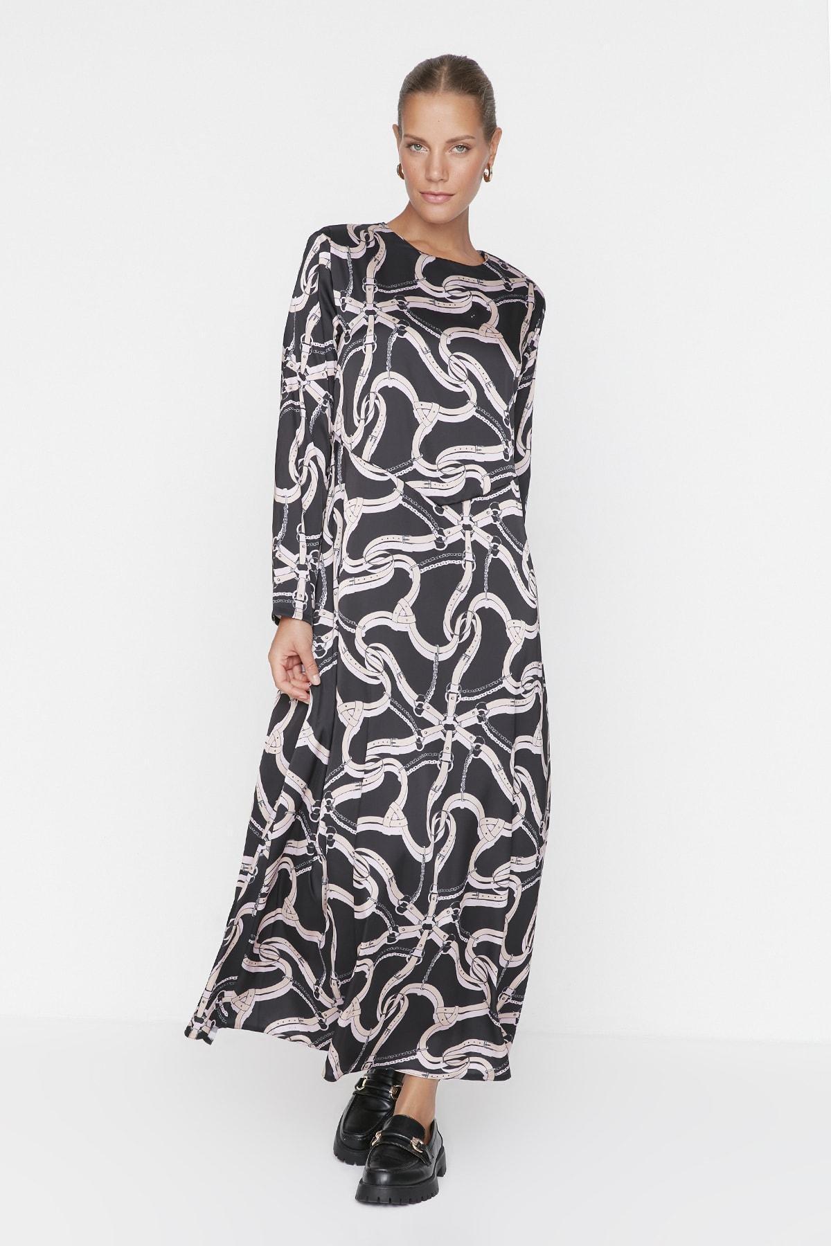 Black Striped Maxi Dress, , large image number 0