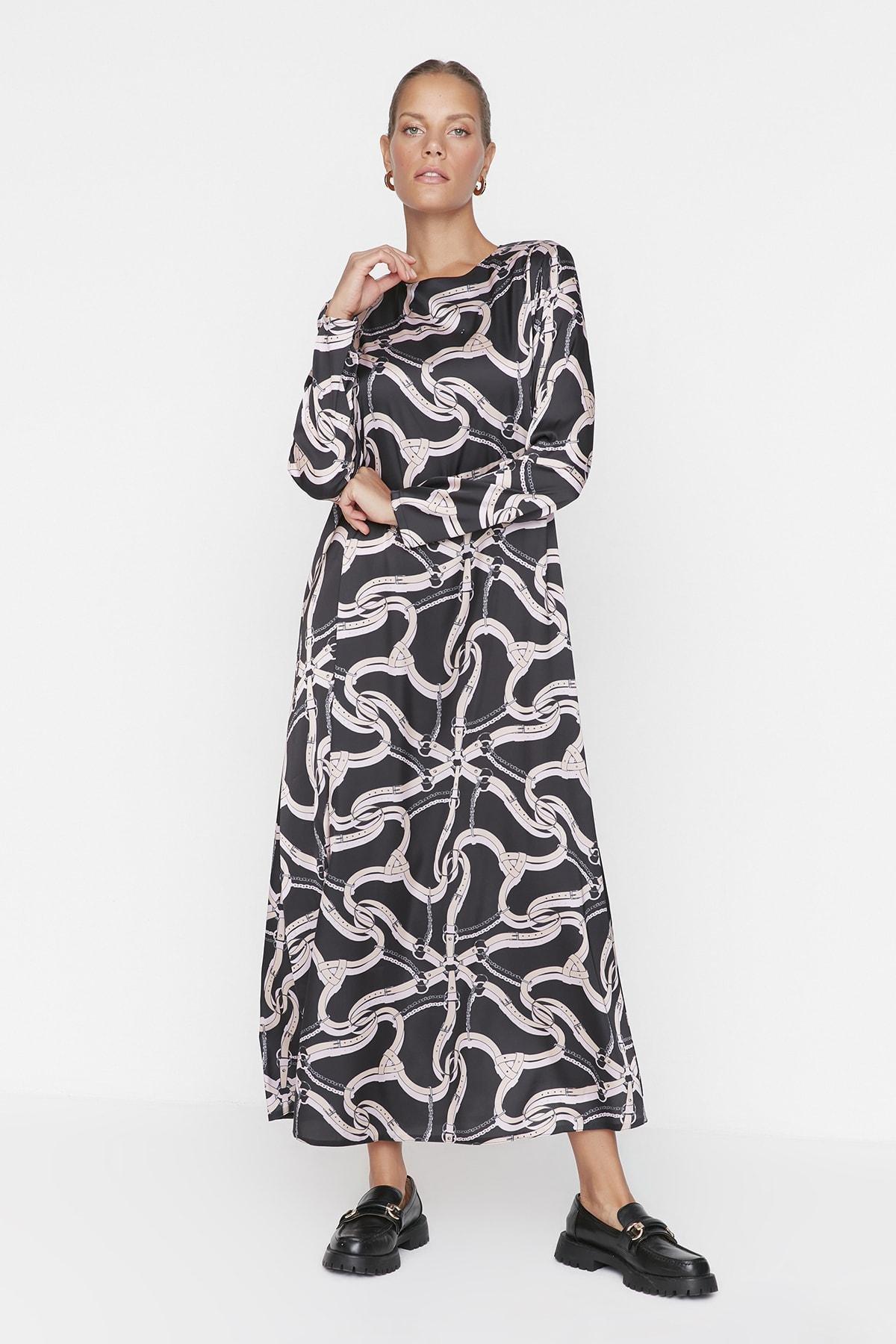 Black Striped Maxi Dress, , large image number 1